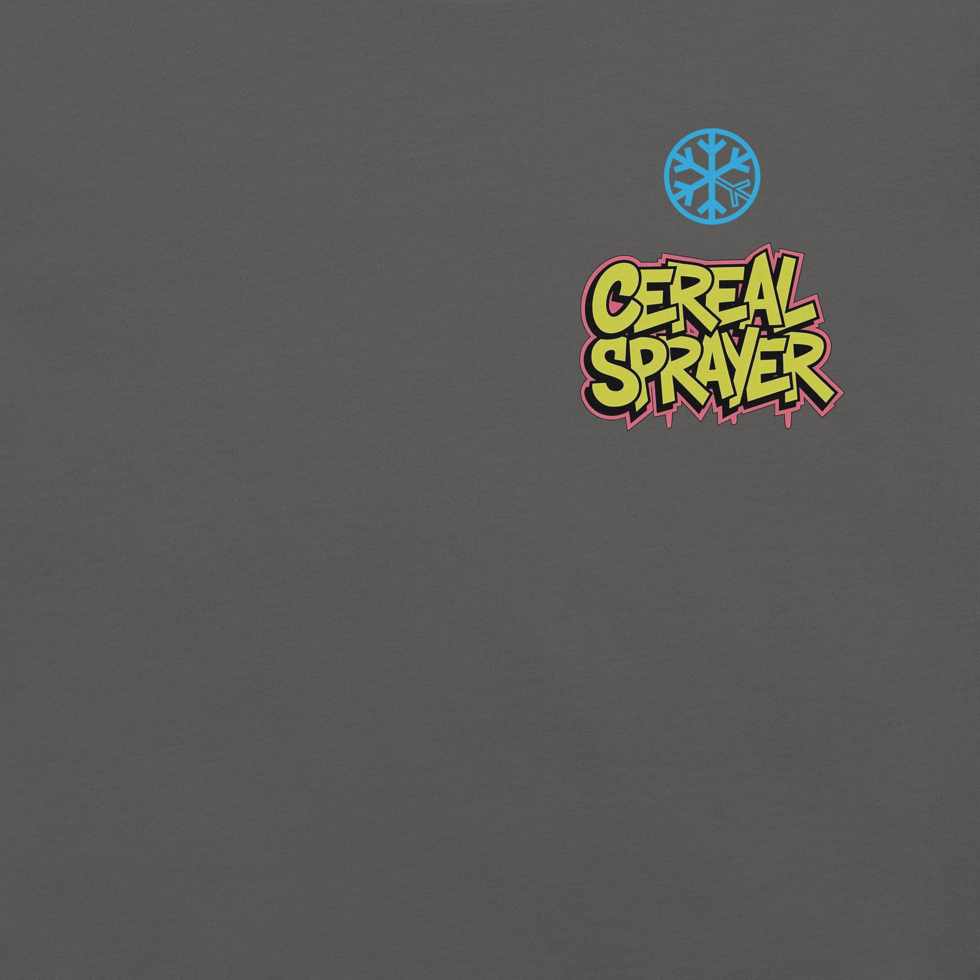 Gray-Cereal Sprayer Graffiti Tee from B.Different Clothing, front graphic, graffiti-inspired streetwear t-shirt