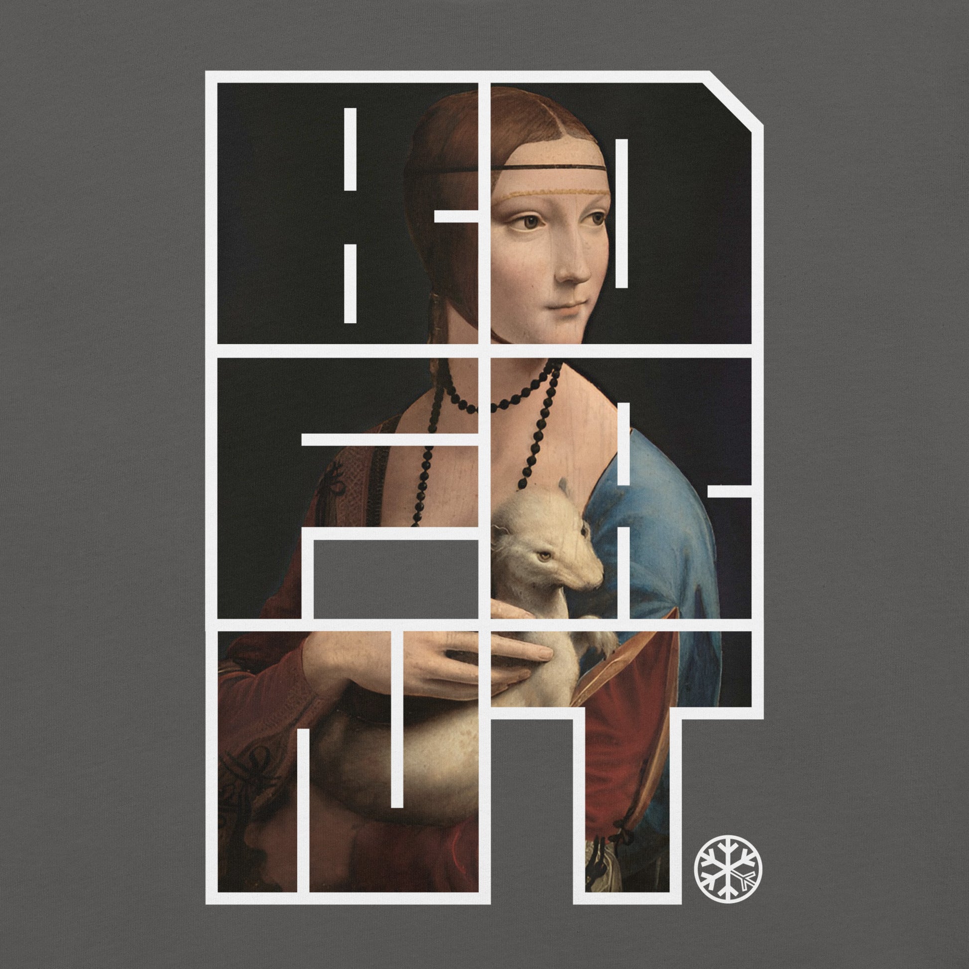 Gray-BDFRNT Blockbuster x Lady With Ermine Graffiti Tee from B.Different Clothing, graphic, graffiti-inspired streetwear t-shirt