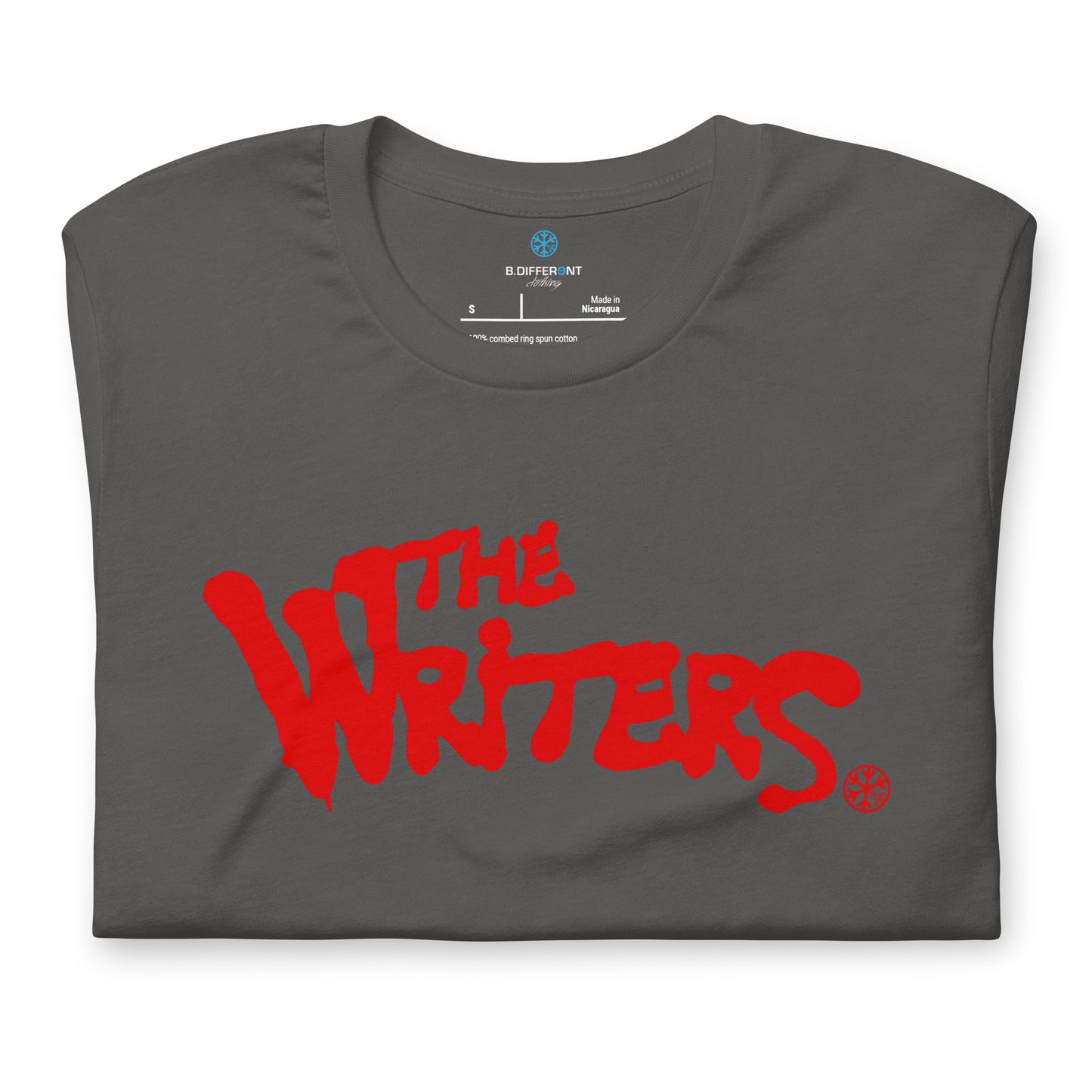 Gray-The Writers Graffiti Lettering Tee from B.Different Clothing, folded, graffiti-inspired streetwear t-shirt