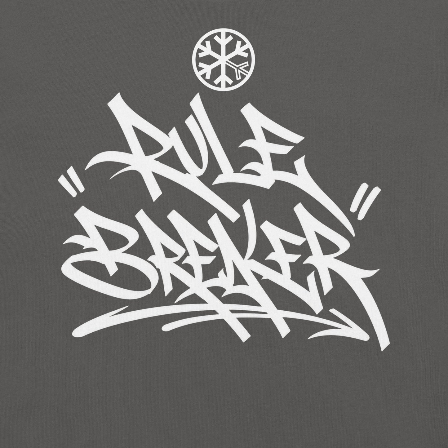 Dark Gray-Rule Breaker Graffiti Tag Tee from B.Different Clothing, front graphic, graffiti-inspired streetwear