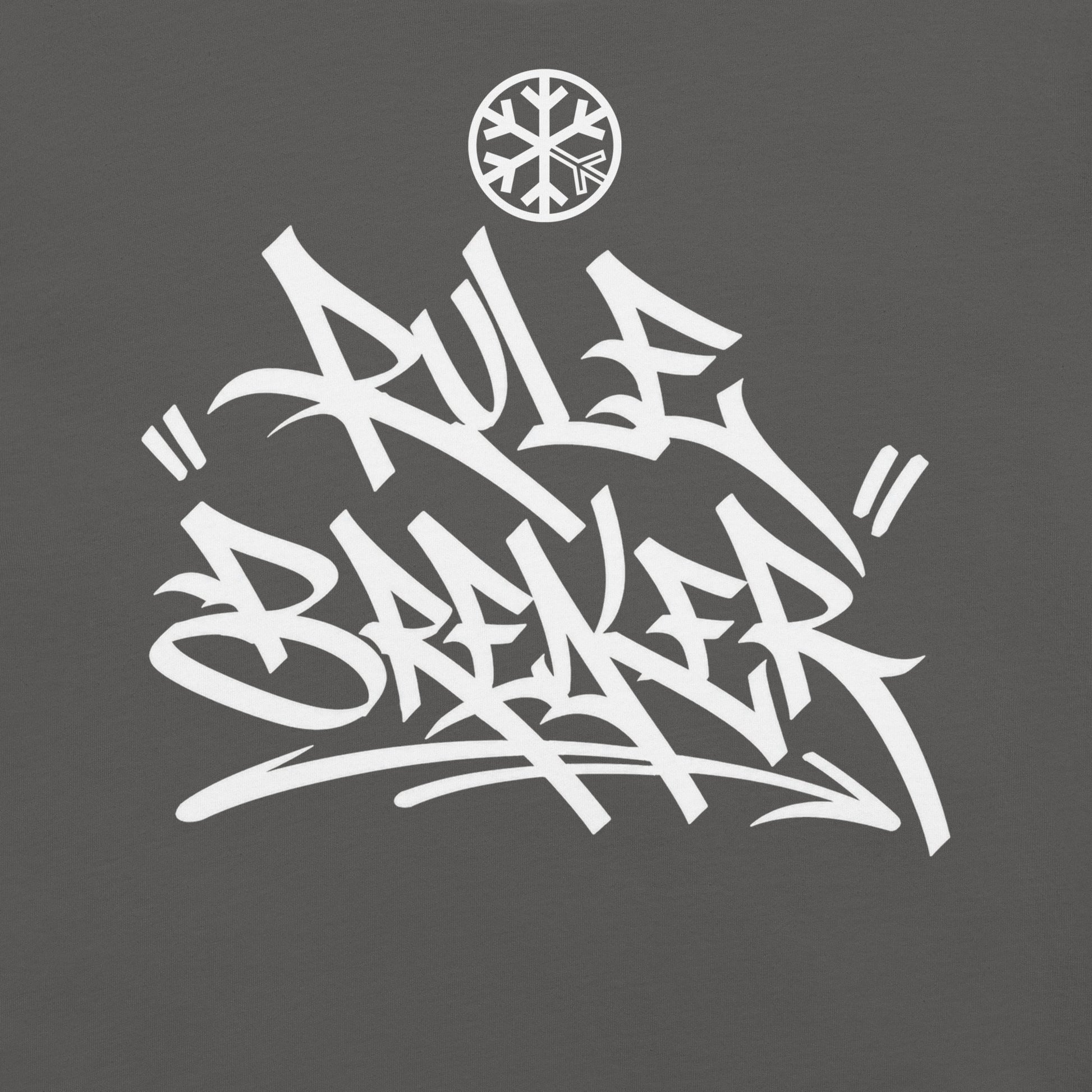 Dark Gray-Rule Breaker Graffiti Tag Tee from B.Different Clothing, front graphic, graffiti-inspired streetwear