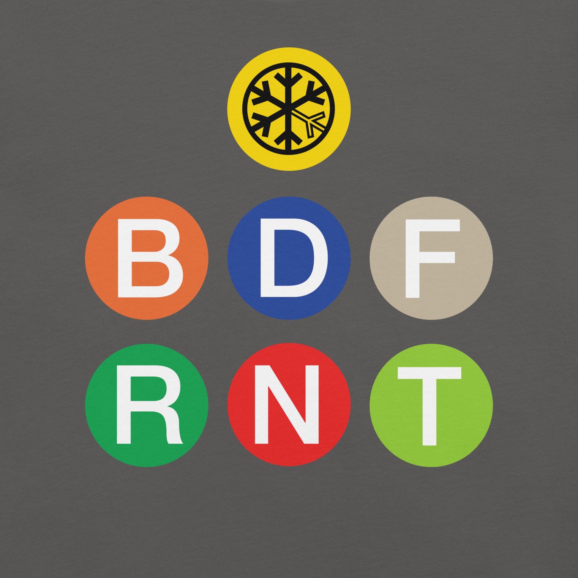 Dark Gray-BDFRNT NYC Subway Tee from B.Different Clothing, front graphic, graffiti-inspired streetwear