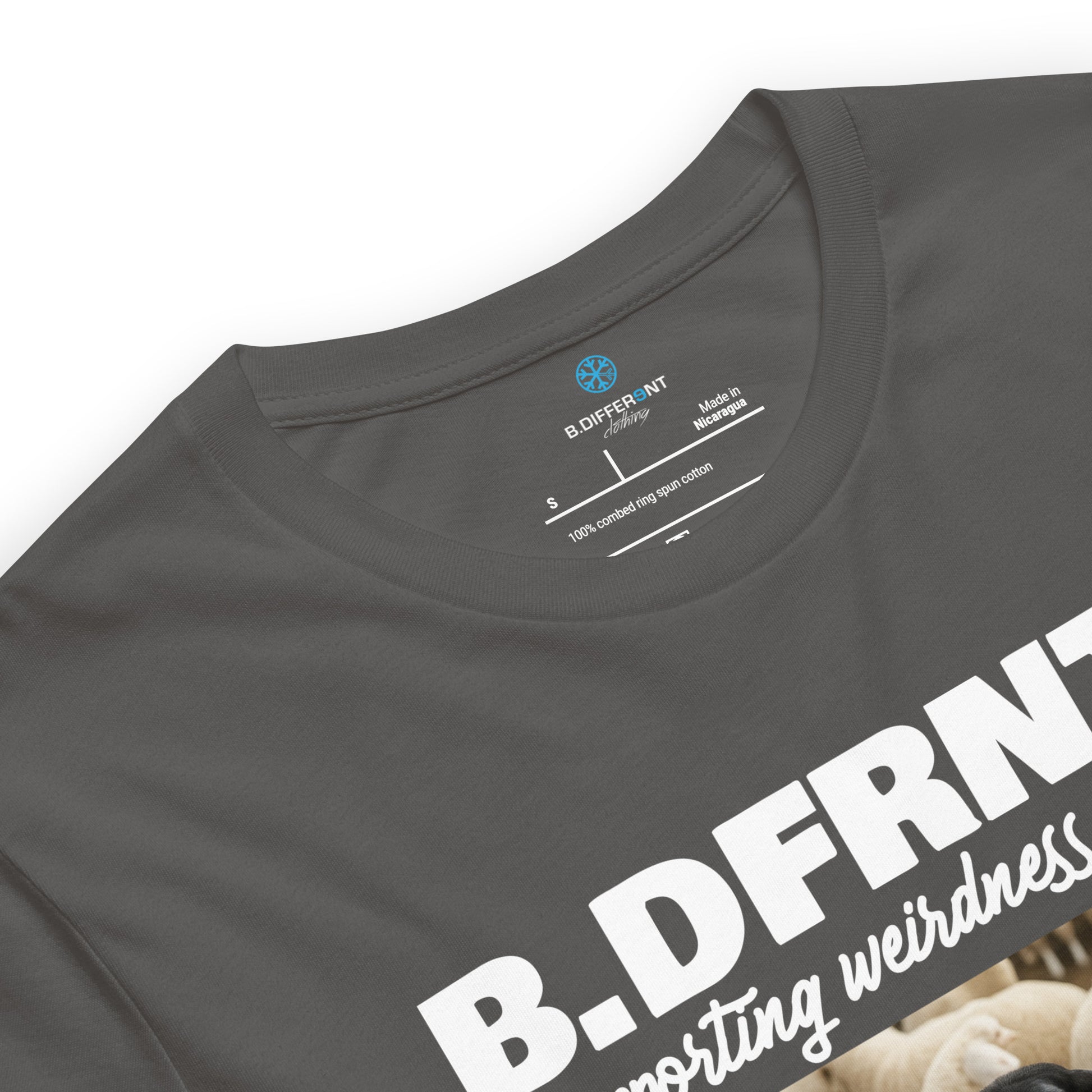 Gray-Black Sheep Tee from B.Different Clothing, collar, graffiti-inspired streetwear t-shirt