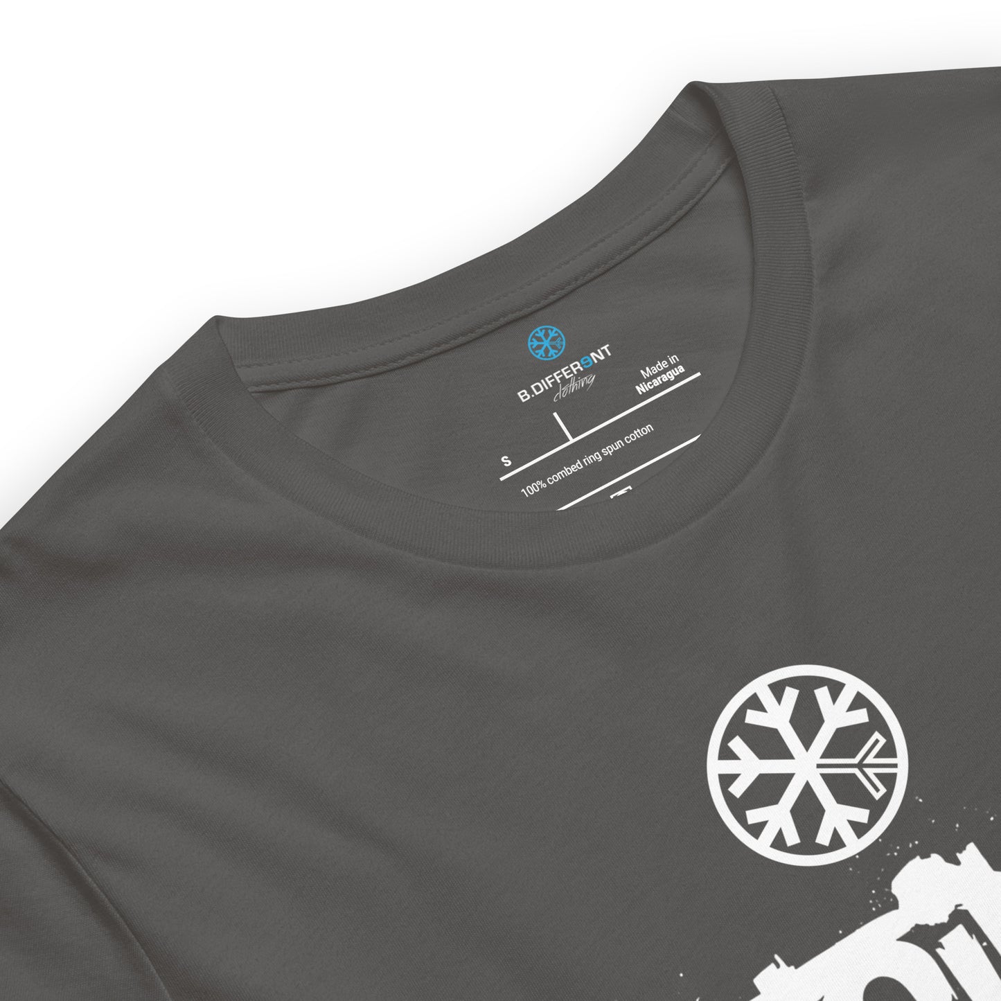 Gray-Outsider Graffiti Tag Tee from B.Different Clothing, collar, graffiti-inspired streetwear t-shirt