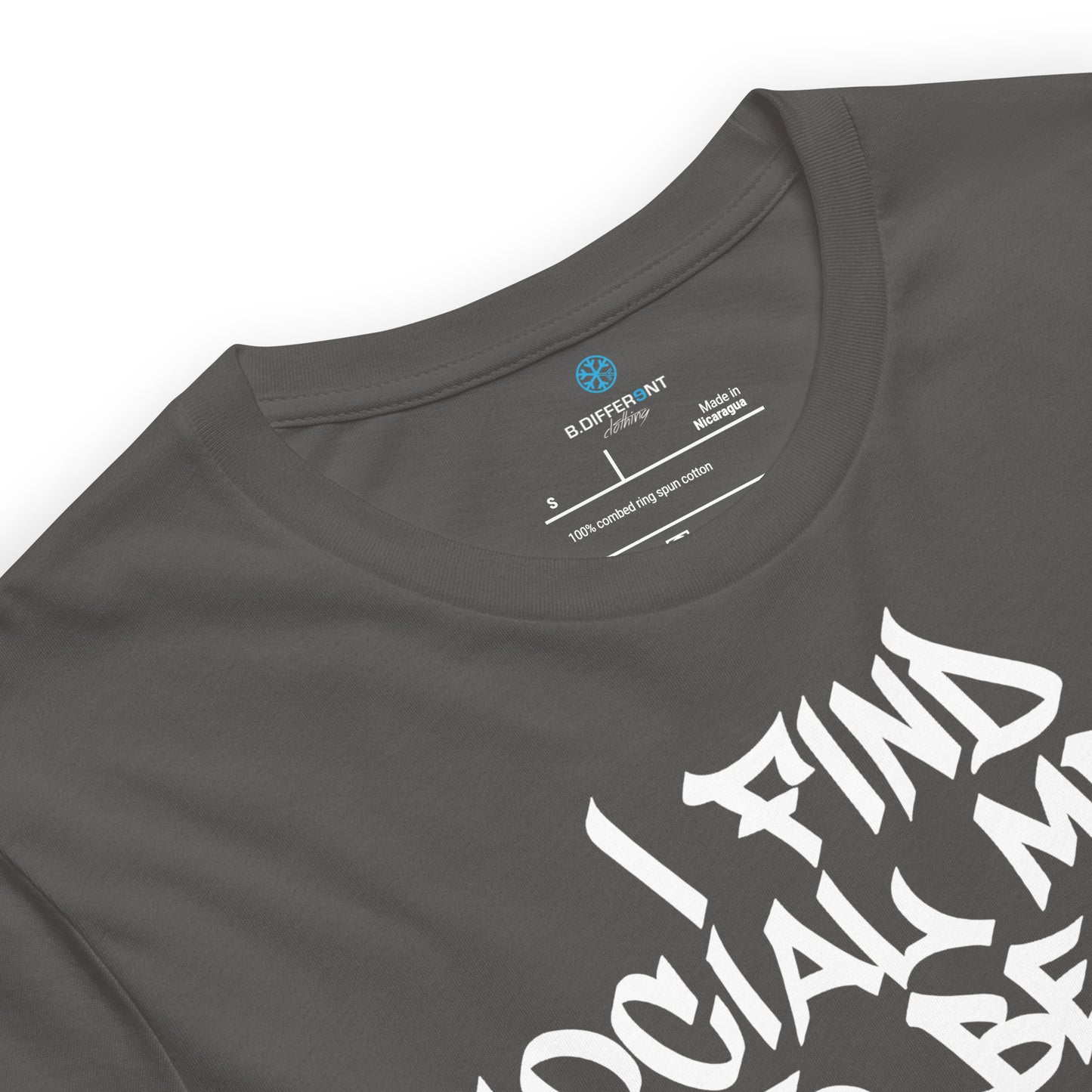 Gray-Social Media Graffiti Tag Tee from B.Different Clothing, collar, graffiti-inspired streetwear t-shirt