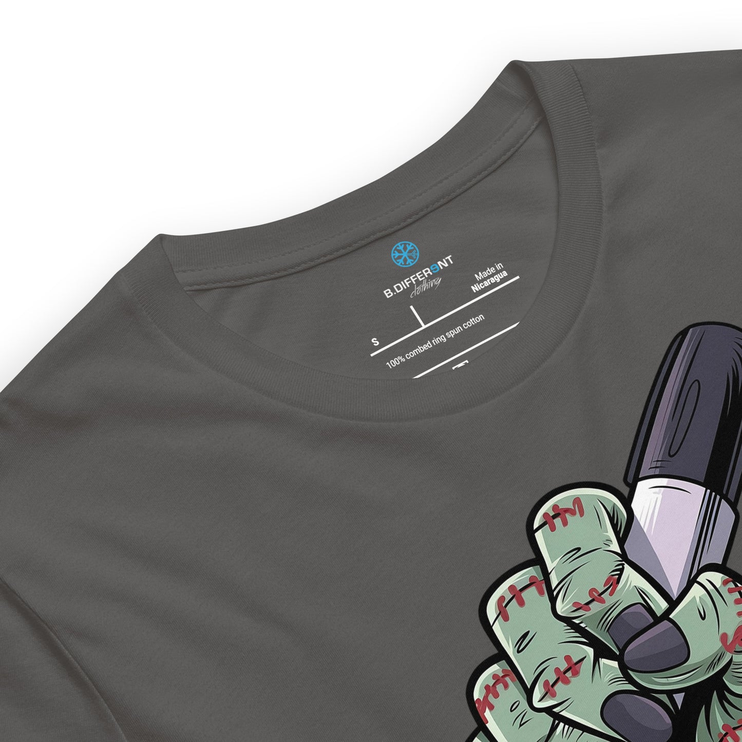 Darkgray-Thing Graffiti Tee from B.Different Clothing, collar, graffiti-inspired streetwear t-shirt