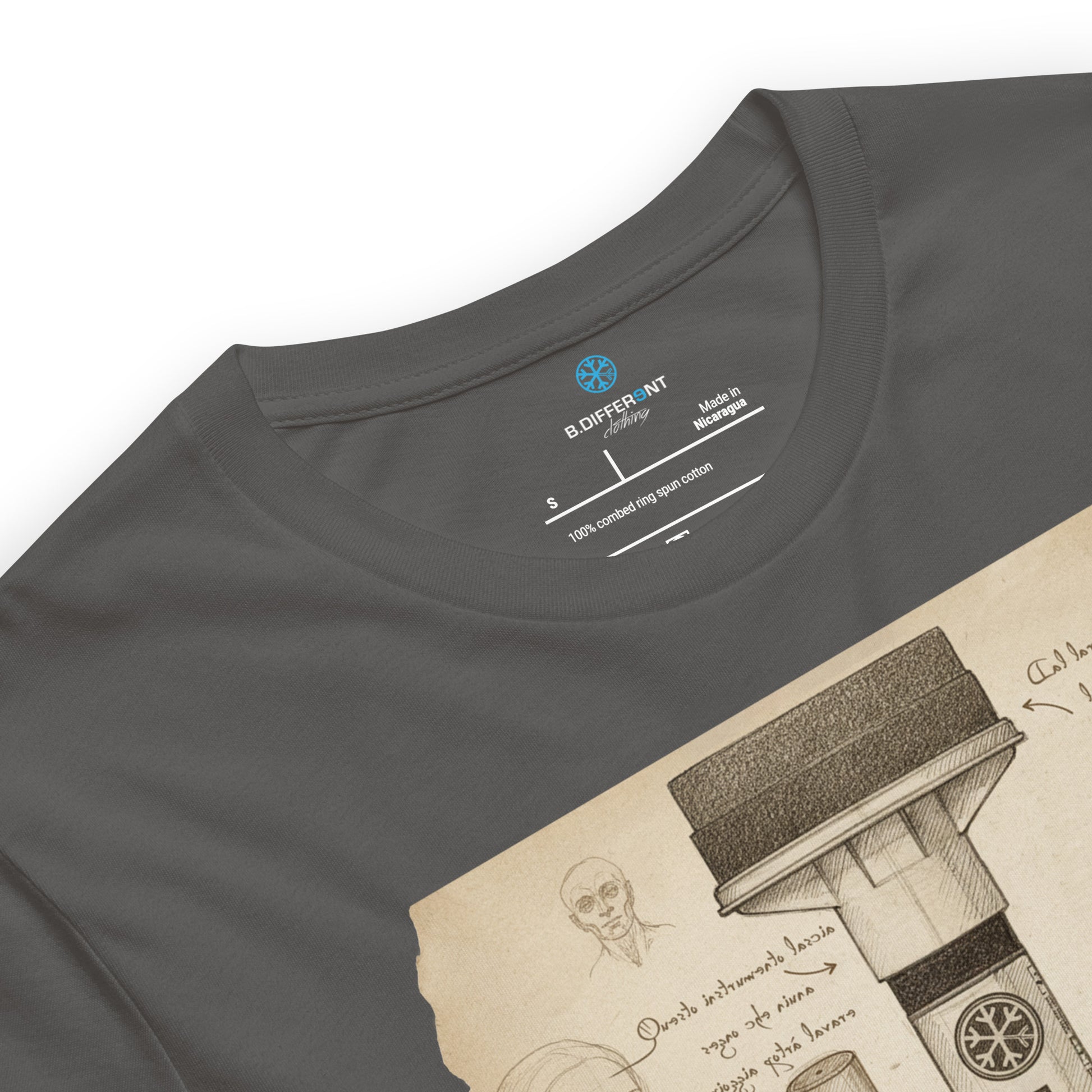 Gray-Marker Sketch Graffiti Tee from B.Different Clothing, collar, graffiti-inspired streetwear t-shirt