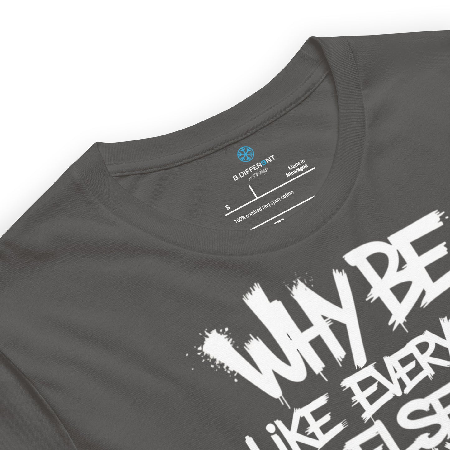 Gray-Chaos They Fear Graffiti Tag Tee from B.Different Clothing, collar, graffiti-inspired streetwear t-shirt