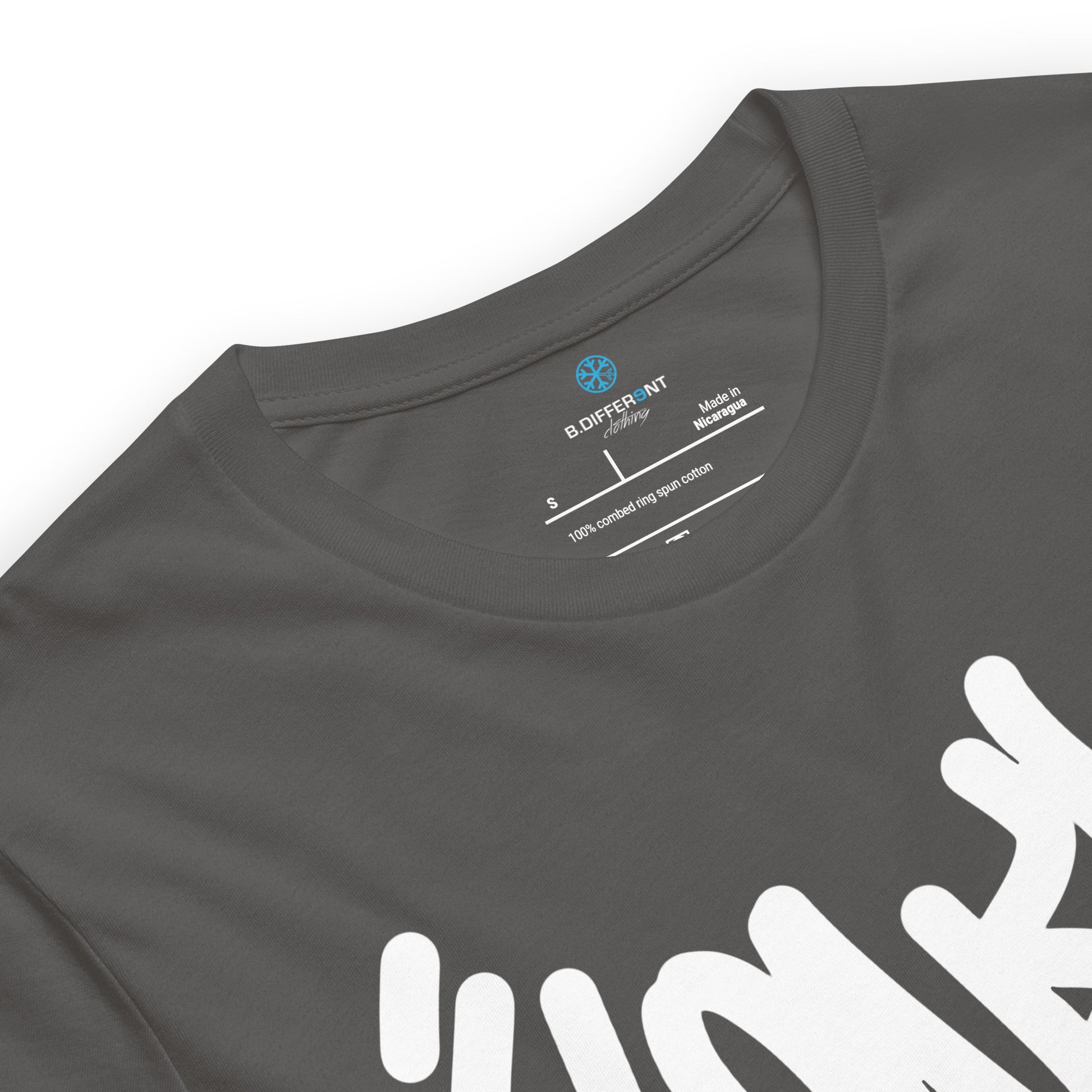 Darkgray-Loner Graffiti Tag Tee from B.Different Clothing, collar, graffiti-inspired streetwear t-shirt