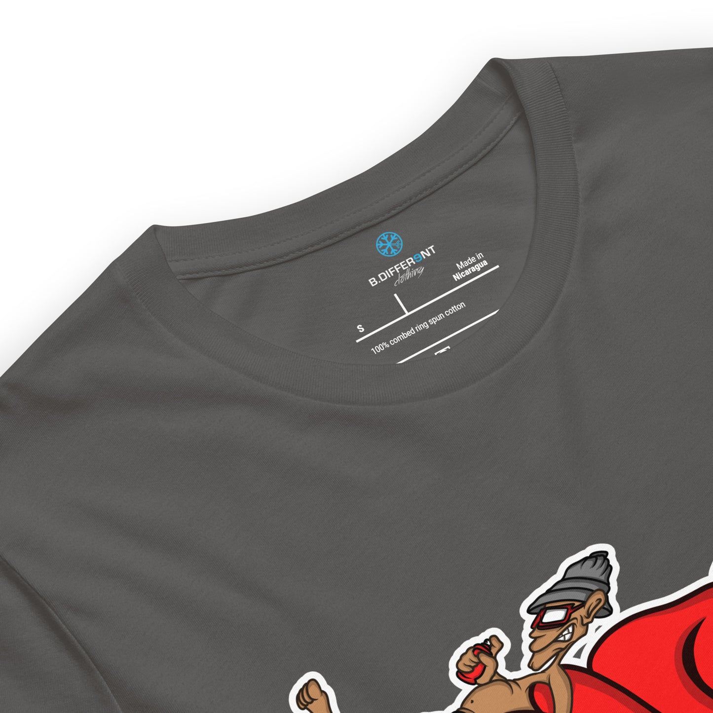 Gray-Loner Graffiti Piece Tee from B.Different Clothing, collar, graffiti-inspired streetwear t-shirt