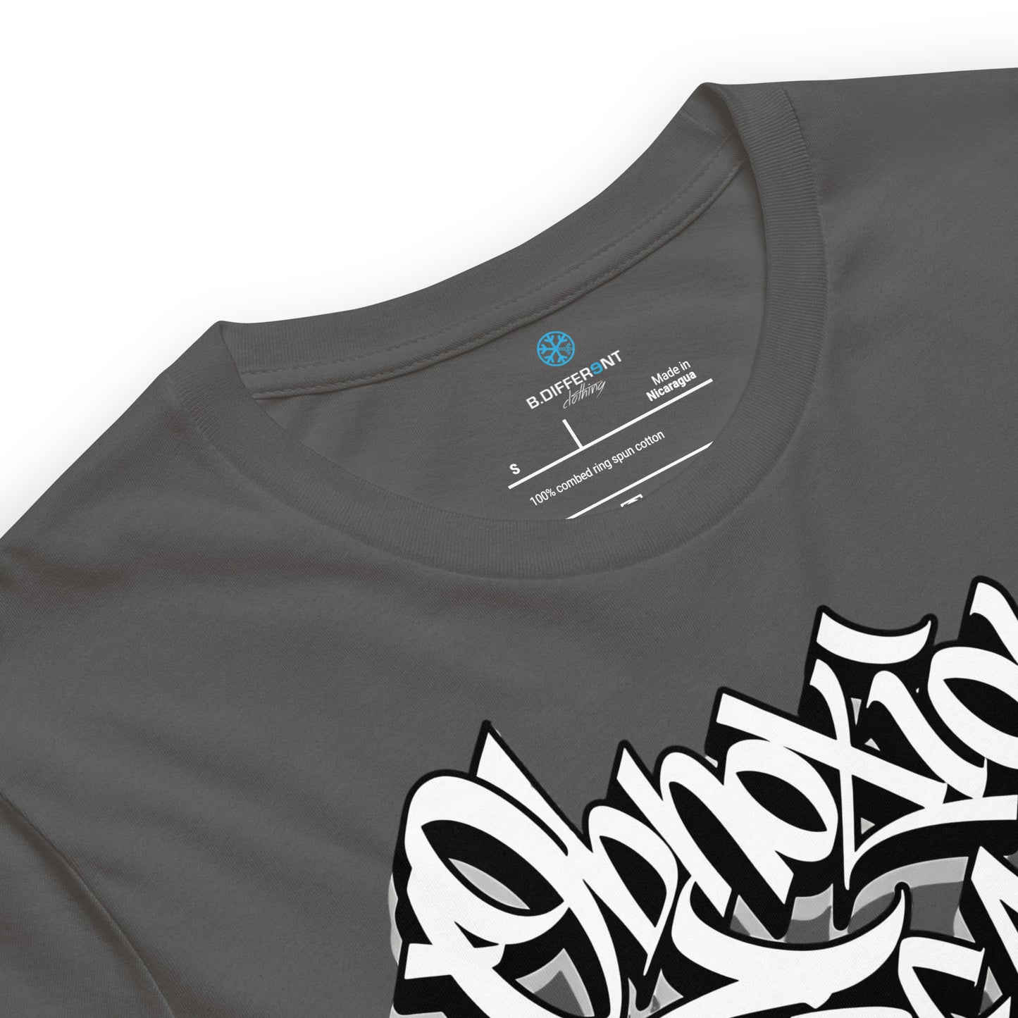 Gray-Obnoxious Freak Graffiti Tee from B.Different Clothing, collar, graffiti-inspired streetwear t-shirt