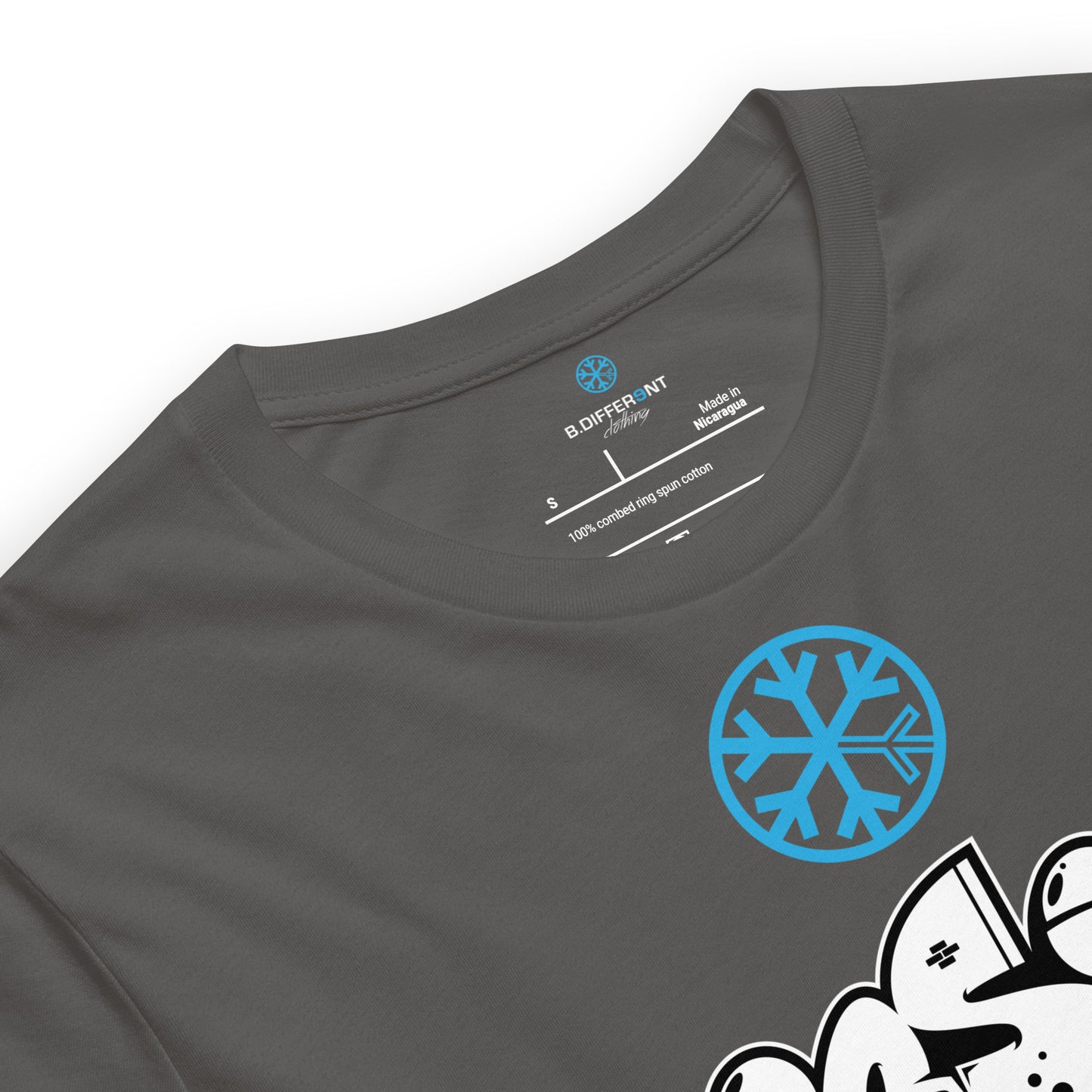 Gray-Mission Graffiti Piece Tee from B.Different Clothing, collar, graffiti-inspired streetwear t-shirt