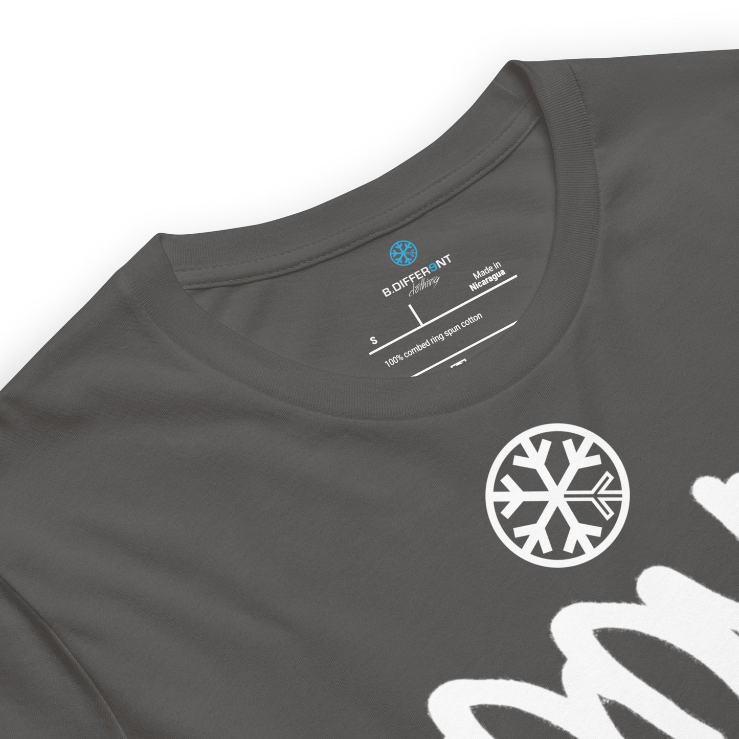 Gray-Loony Graffiti Tag Tee from B.Different Clothing, collar, graffiti-inspired streetwear t-shirt