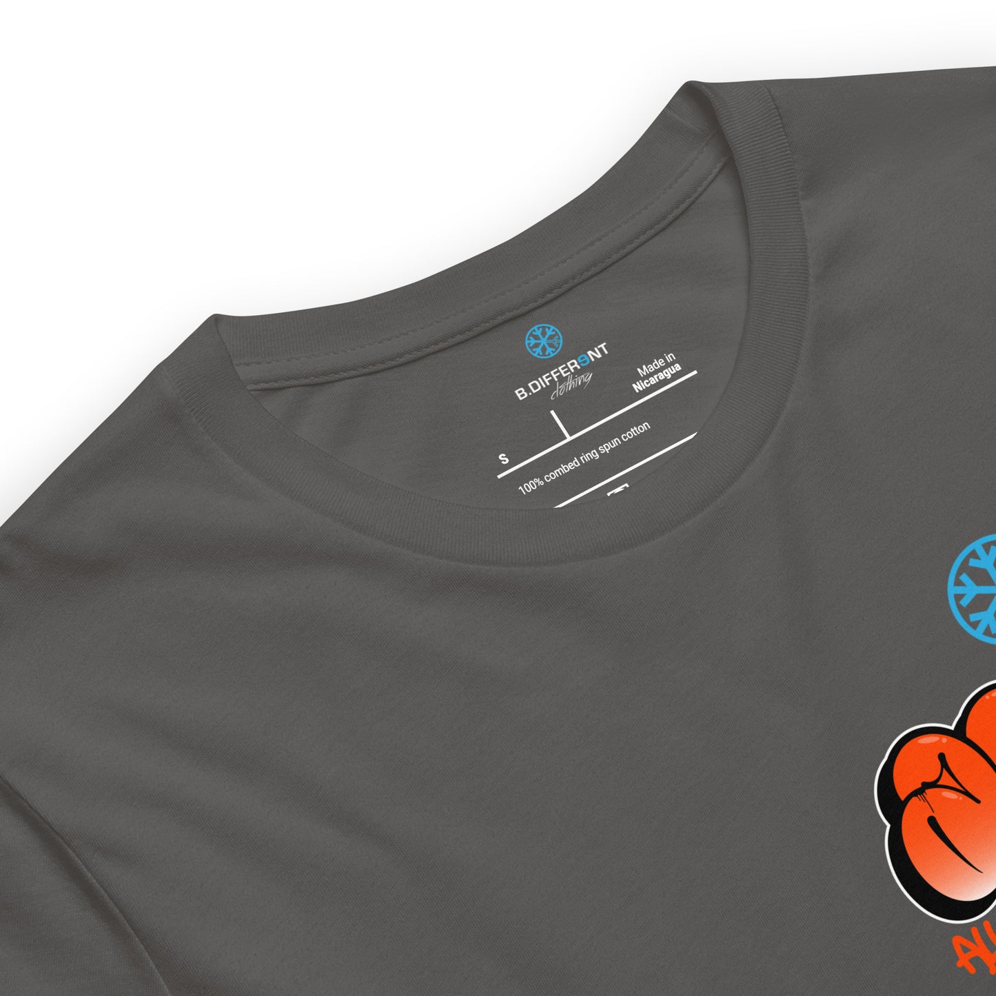 Gray-ACAB Girl Graffiti Tee from B.Different Clothing, collar, graffiti-inspired streetwear