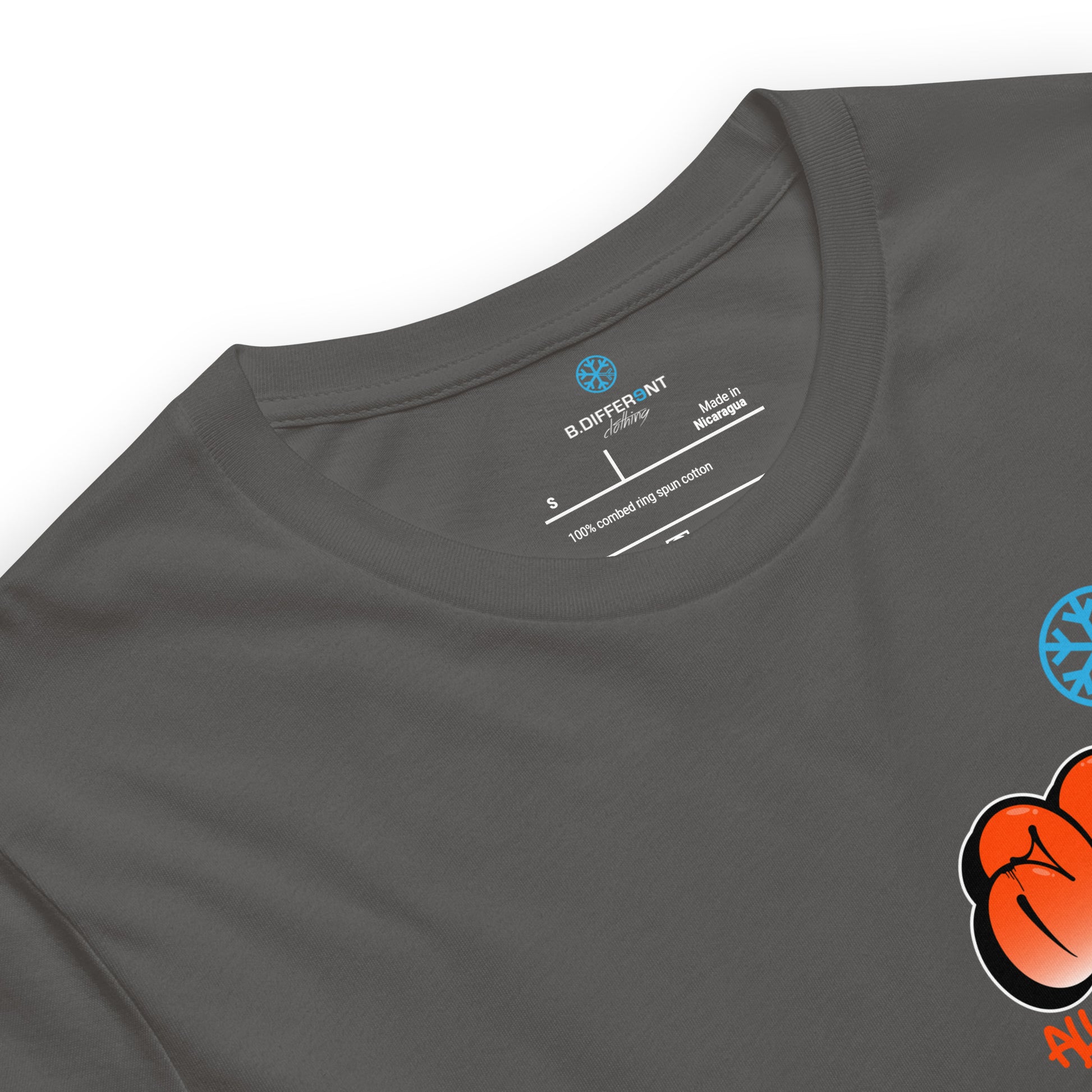 Gray-ACAB Girl Graffiti Tee from B.Different Clothing, collar, graffiti-inspired streetwear