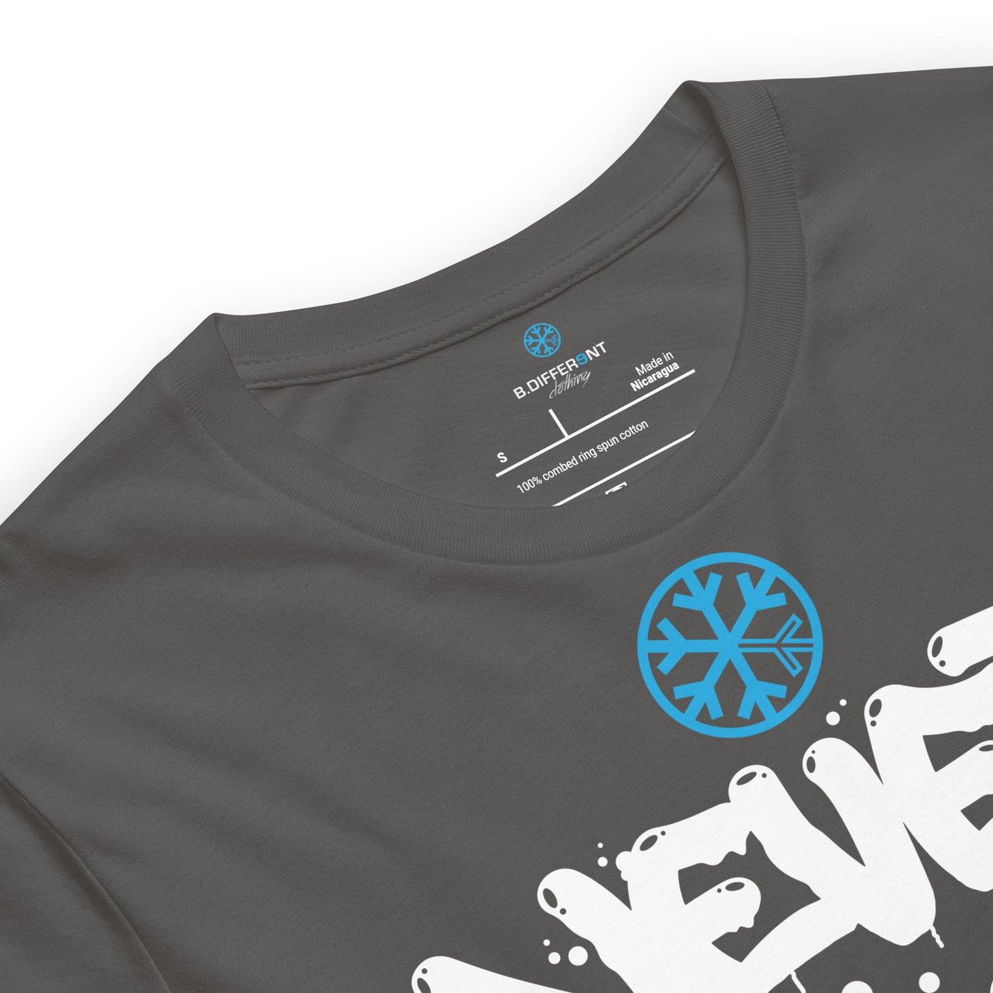 Darkgray-Never Stop Graffiti Piece Tee from B.Different Clothing, collar, graffiti-inspired streetwear t-shirt