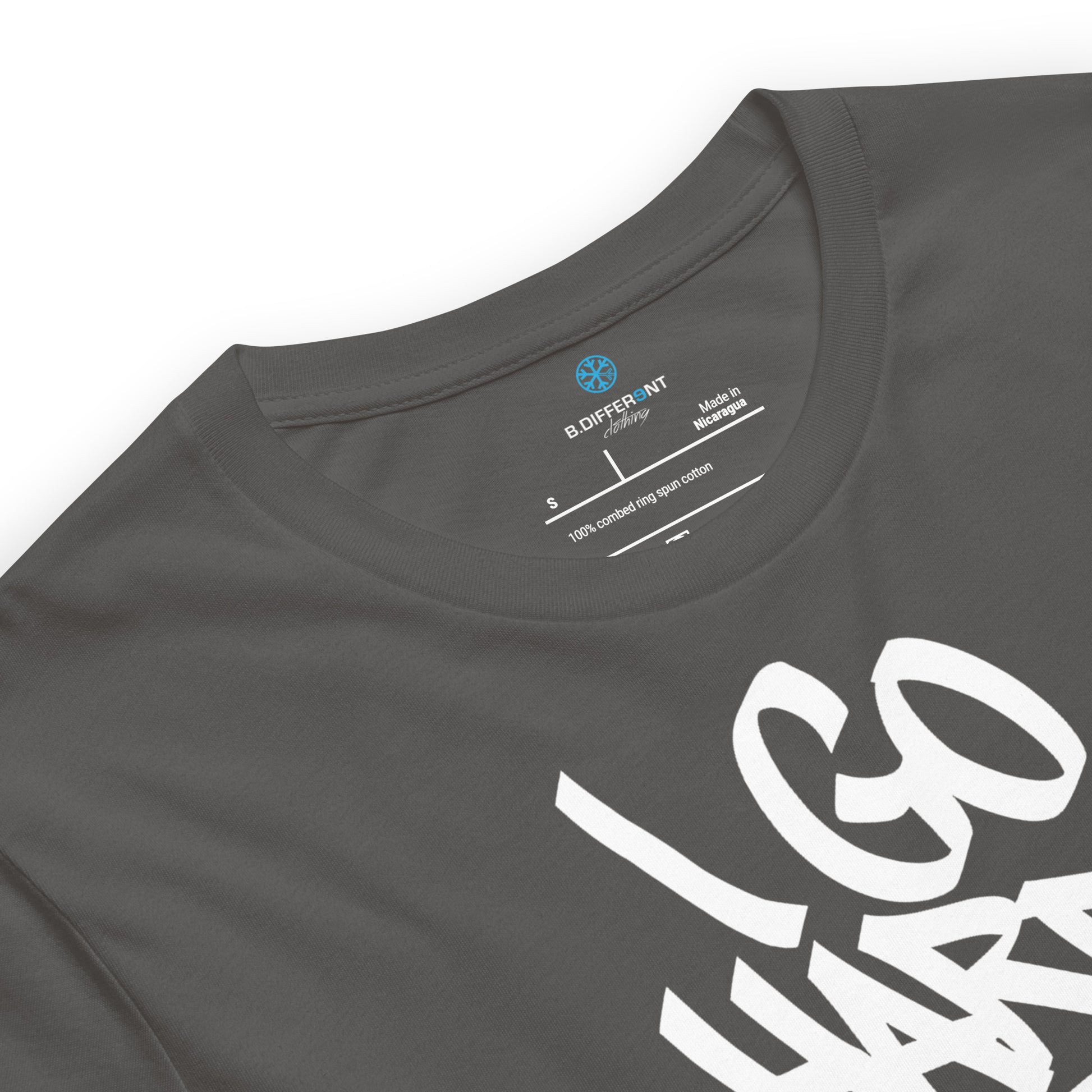 Gray-I Go Hard With My Paint Graffiti Tee from B.Different Clothing, collar, graffiti-inspired streetwear t-shirt