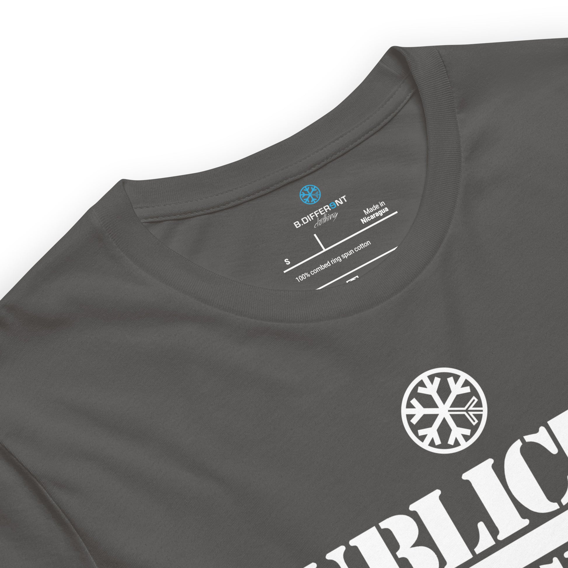 Gray-Public Menace Graffiti Tee from B.Different Clothing, collar, graffiti-inspired streetwear t-shirt