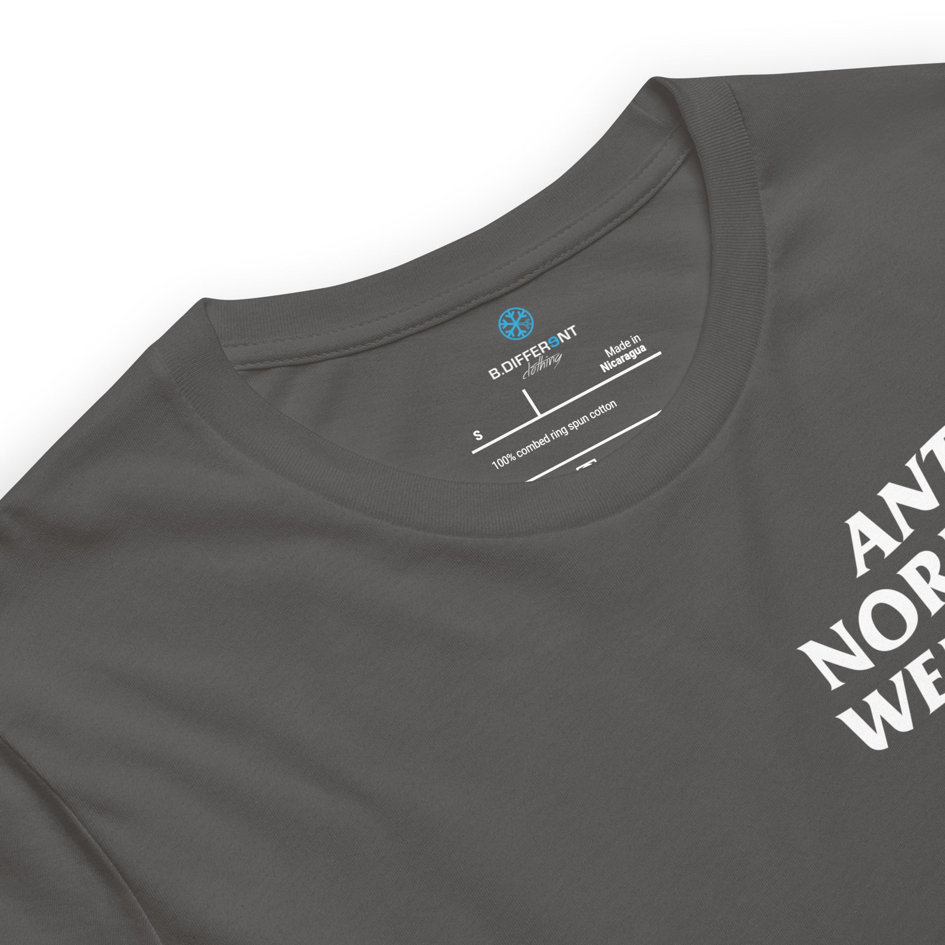 Gray-Anti Normies Weirdos Club Tee from B.Different Clothing, collar, graffiti-inspired streetwear t-shirt