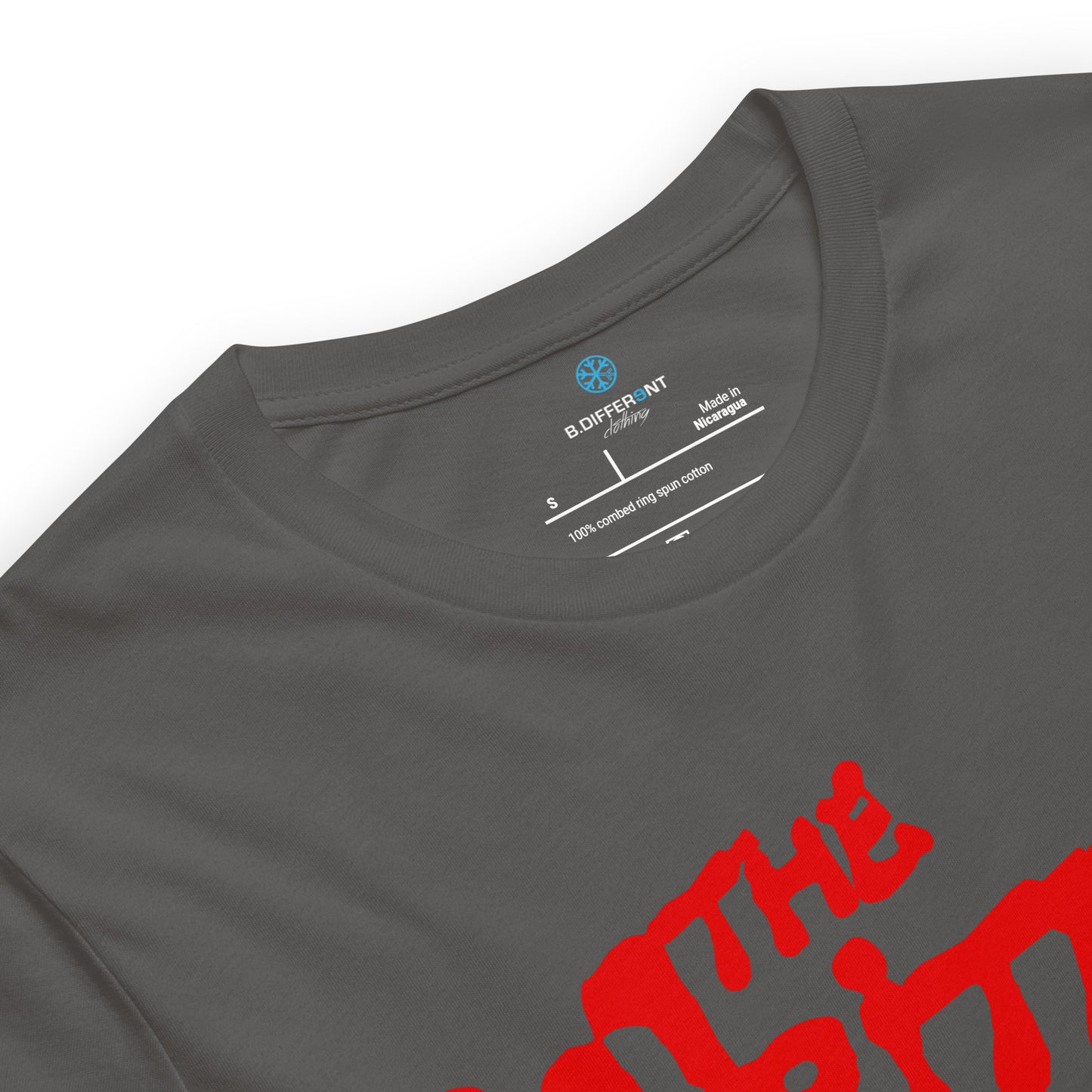 Gray-The Writers Graffiti Lettering Tee from B.Different Clothing, collar, graffiti-inspired streetwear t-shirt