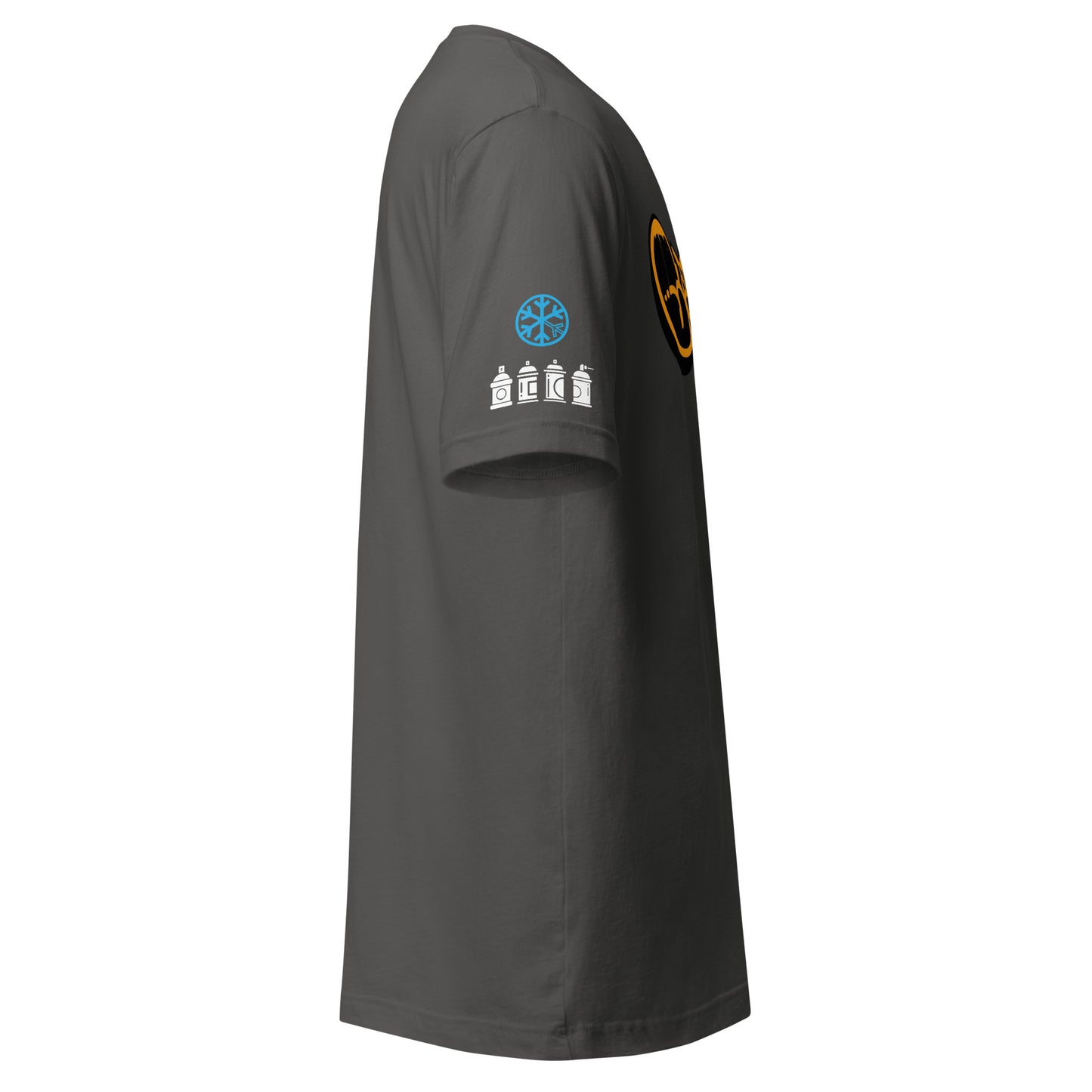 Gray-Get Down Graffiti Tag Tee from B.Different Clothing, side view, graffiti-inspired streetwear t-shirt