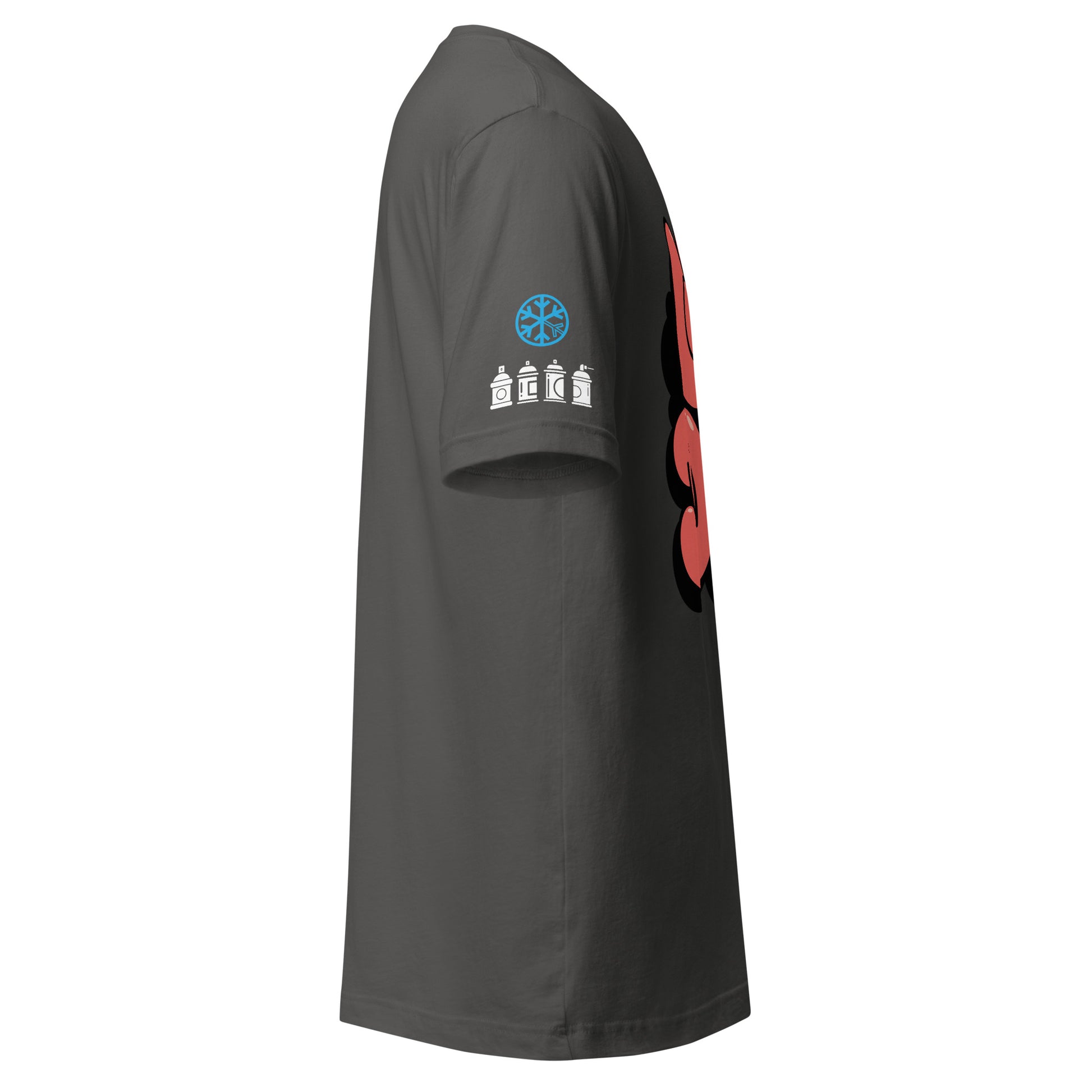 Gray-Get Down Graffiti Throw-up Tee from B.Different Clothing, sleeve graphic, graffiti-inspired streetwear t-shirt