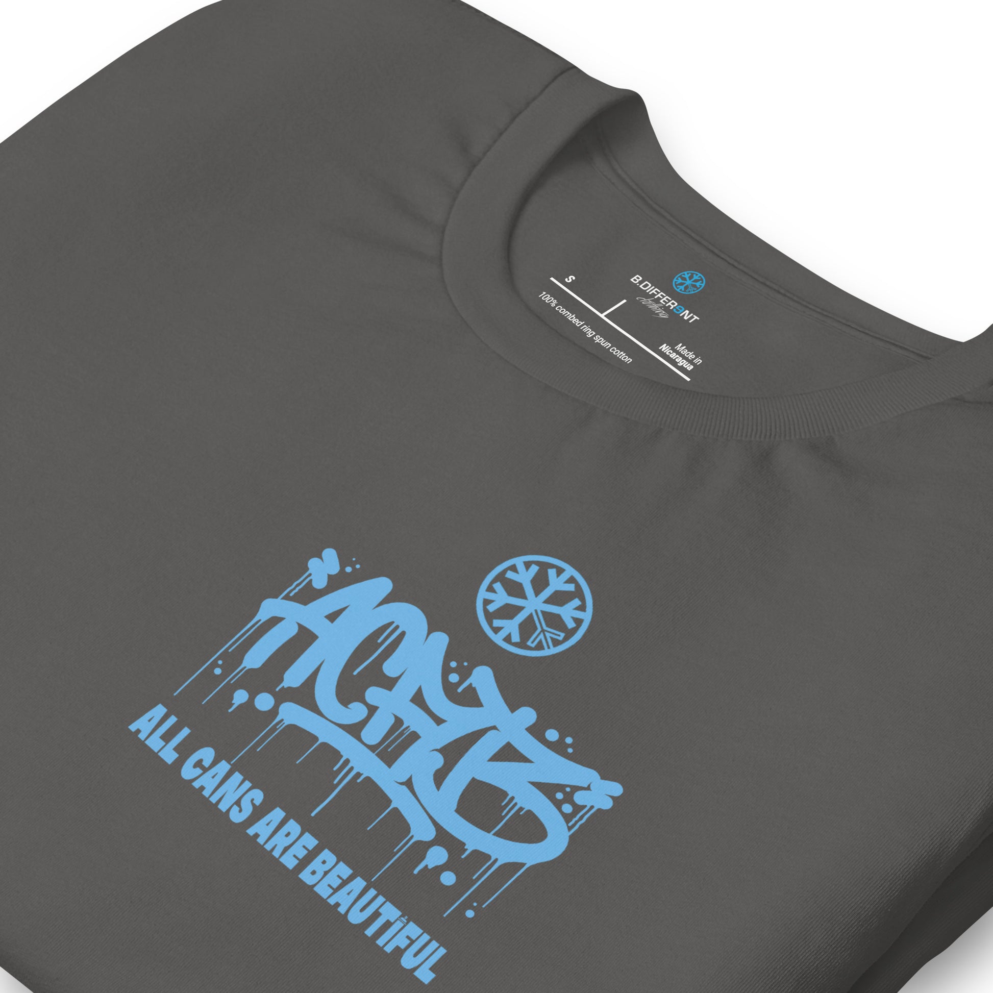 Gray-ACAB Graffiti Character Tee from B.Different Clothing, detail, graffiti-inspired streetwear t-shirt