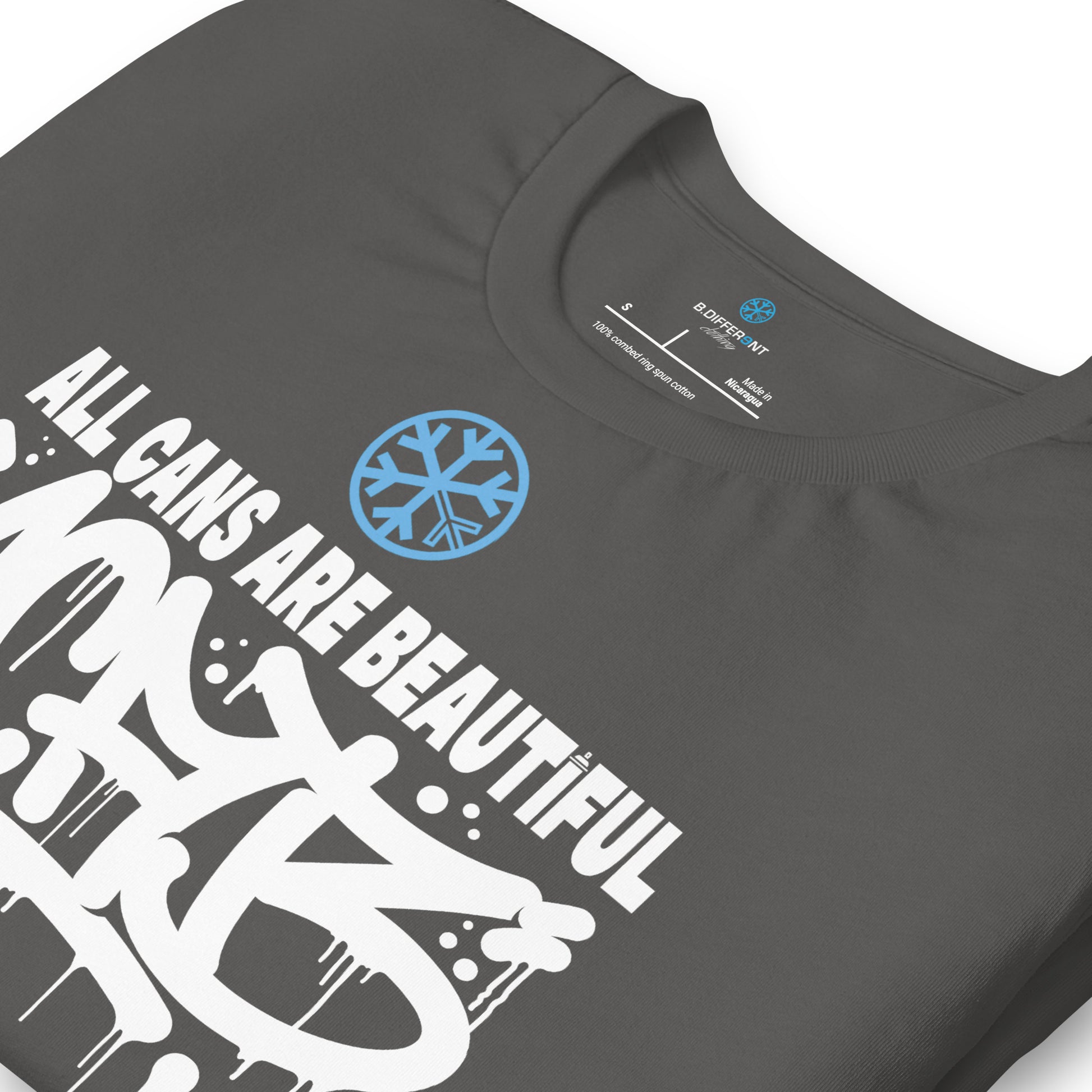 Darkgray-Acab Graffiti Tag Tee from B.Different Clothing, detail, graffiti-inspired streetwear t-shirt