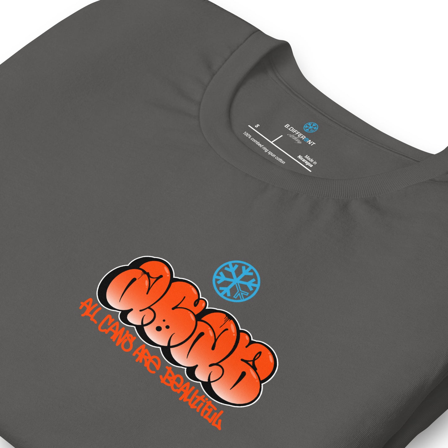 Gray-ACAB Girl Graffiti Tee from B.Different Clothing, detail, graffiti-inspired streetwear