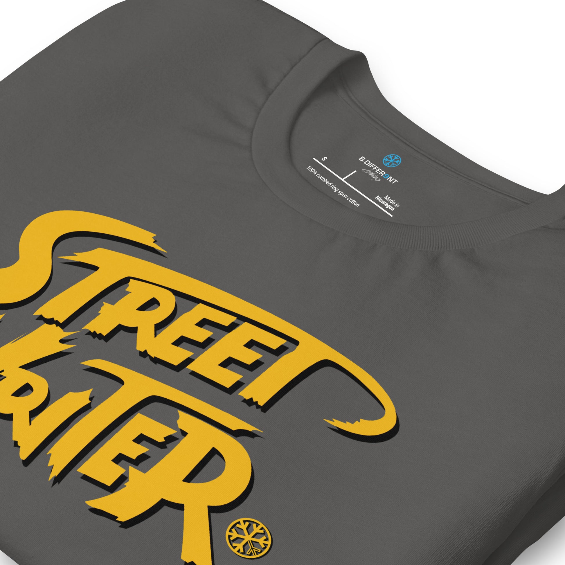 Gray-Street Writer Graffiti Tee from B.Different Clothing, detail, graffiti-inspired streetwear t-shirt
