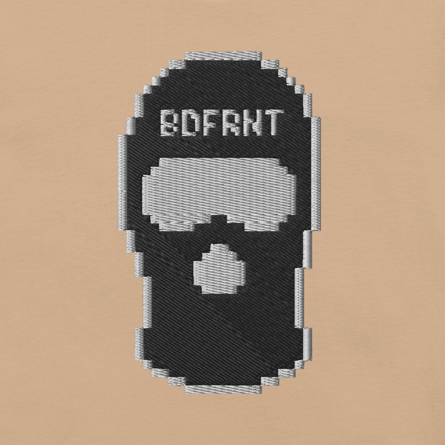 Beige-Pixel Balaclava Graffiti Tee from B.Different Clothing, graphic, graffiti-inspired streetwear, oversized heavyweight t-shirt