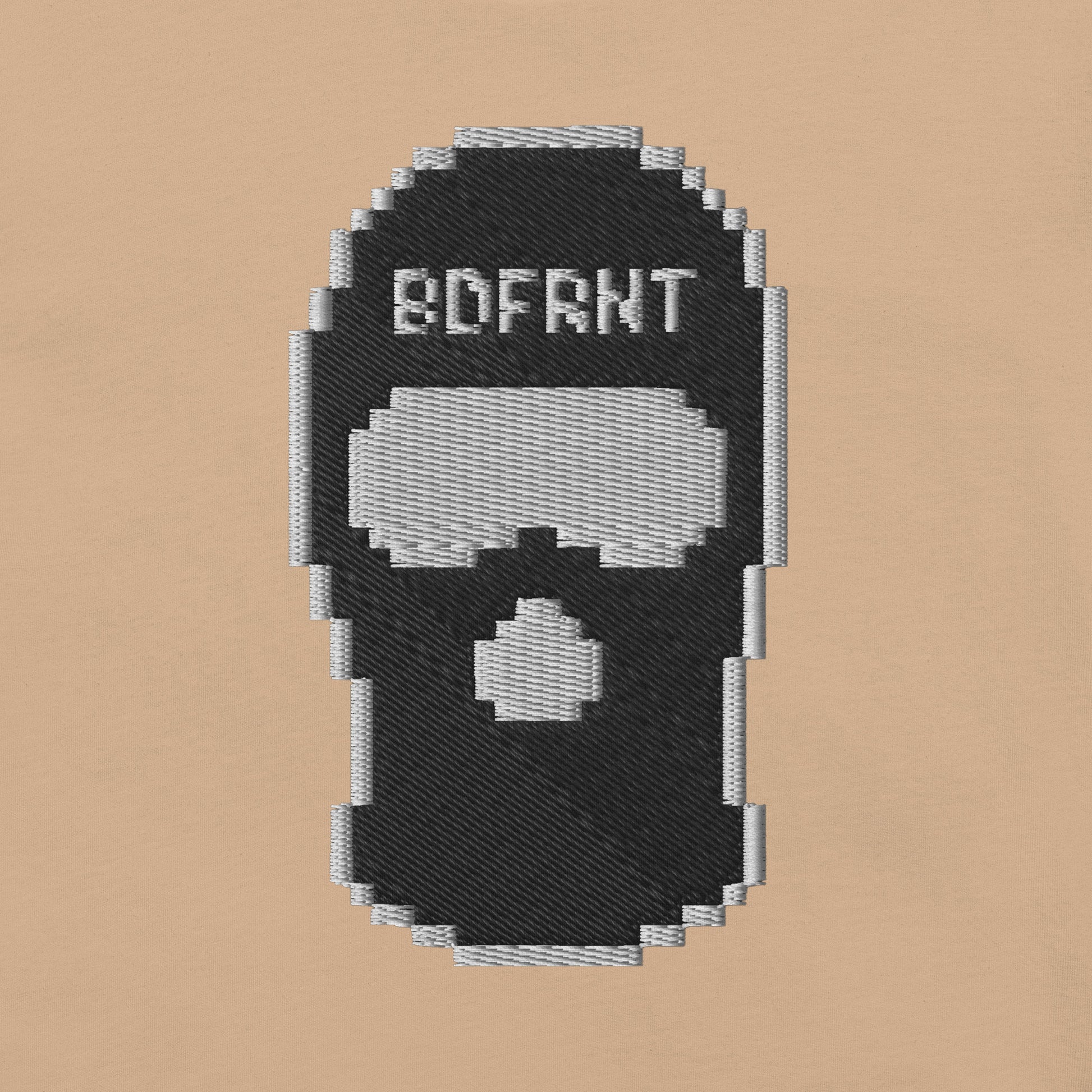 Beige-Pixel Balaclava Graffiti Tee from B.Different Clothing, graphic, graffiti-inspired streetwear, oversized heavyweight t-shirt