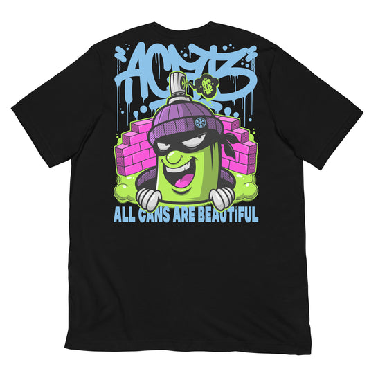 Black-ACAB Graffiti Character Tee from B.Different Clothing, back view, graffiti-inspired streetwear t-shirt