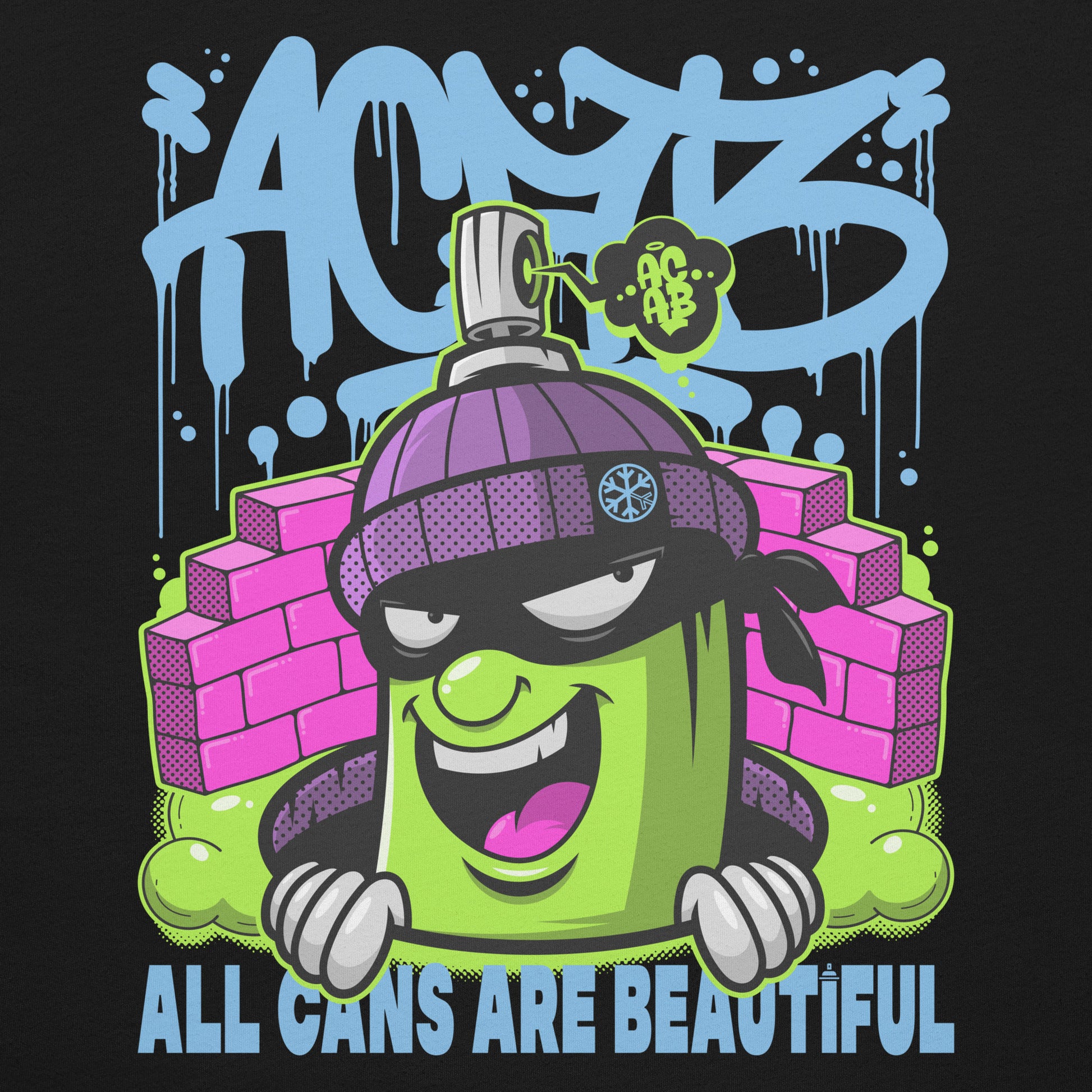 Black-ACAB Graffiti Character Tee from B.Different Clothing, graphic, graffiti-inspired streetwear t-shirt