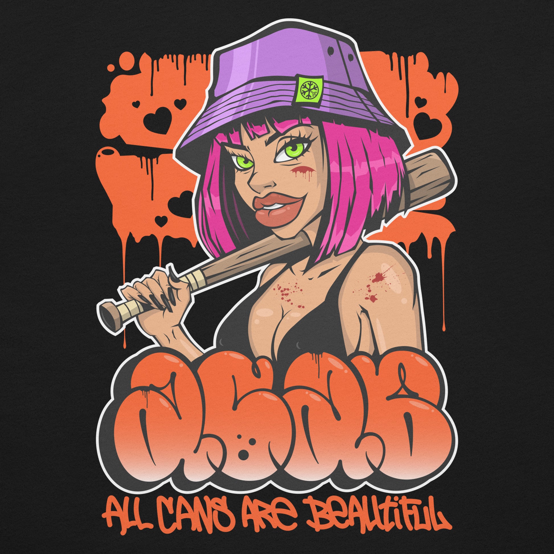 Black-ACAB Girl Graffiti Tee from B.Different Clothing, graphic, graffiti-inspired streetwear