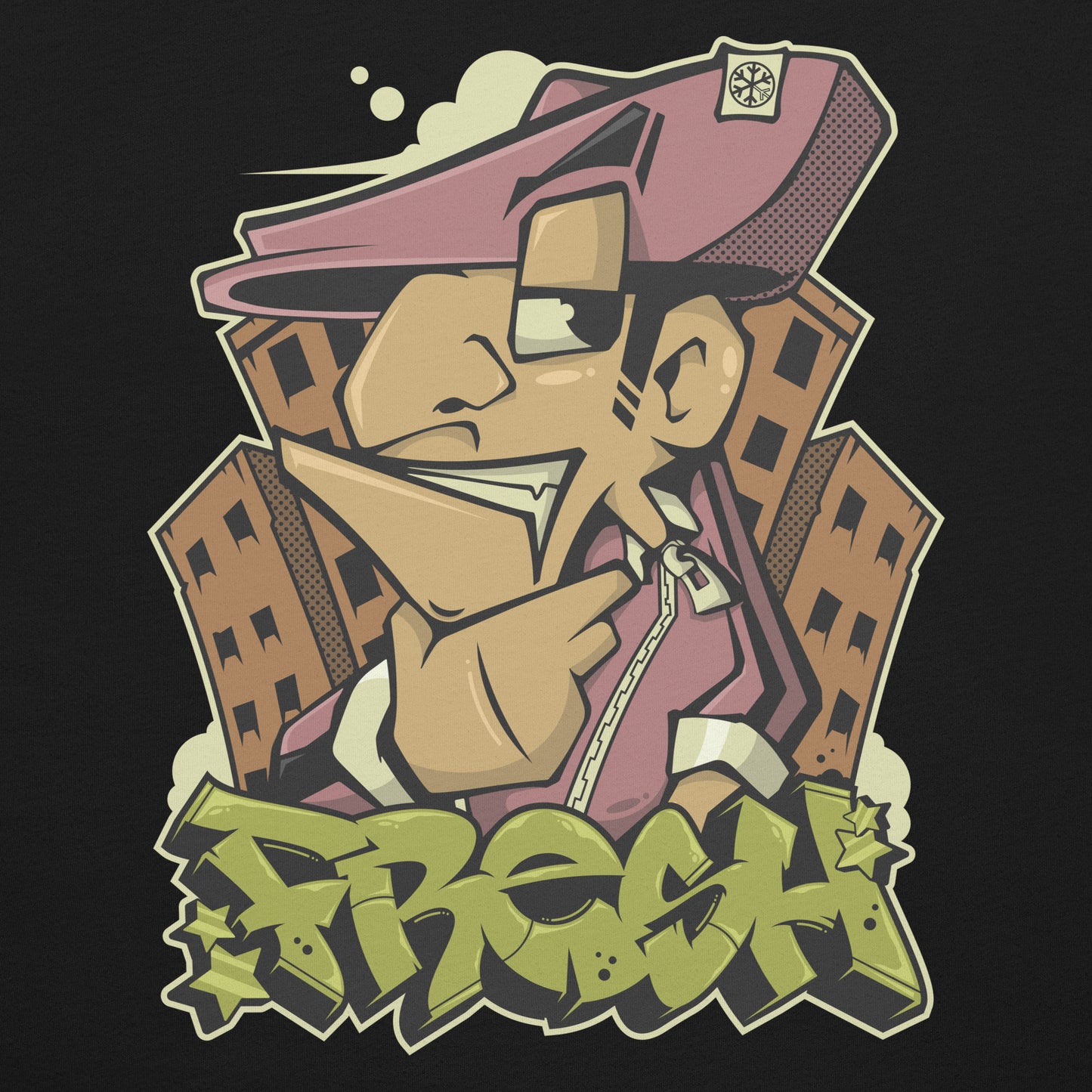 Black-Fresh Graffiti Character Tee from B.Different Clothing, graphic, graffiti-inspired streetwear t-shirt