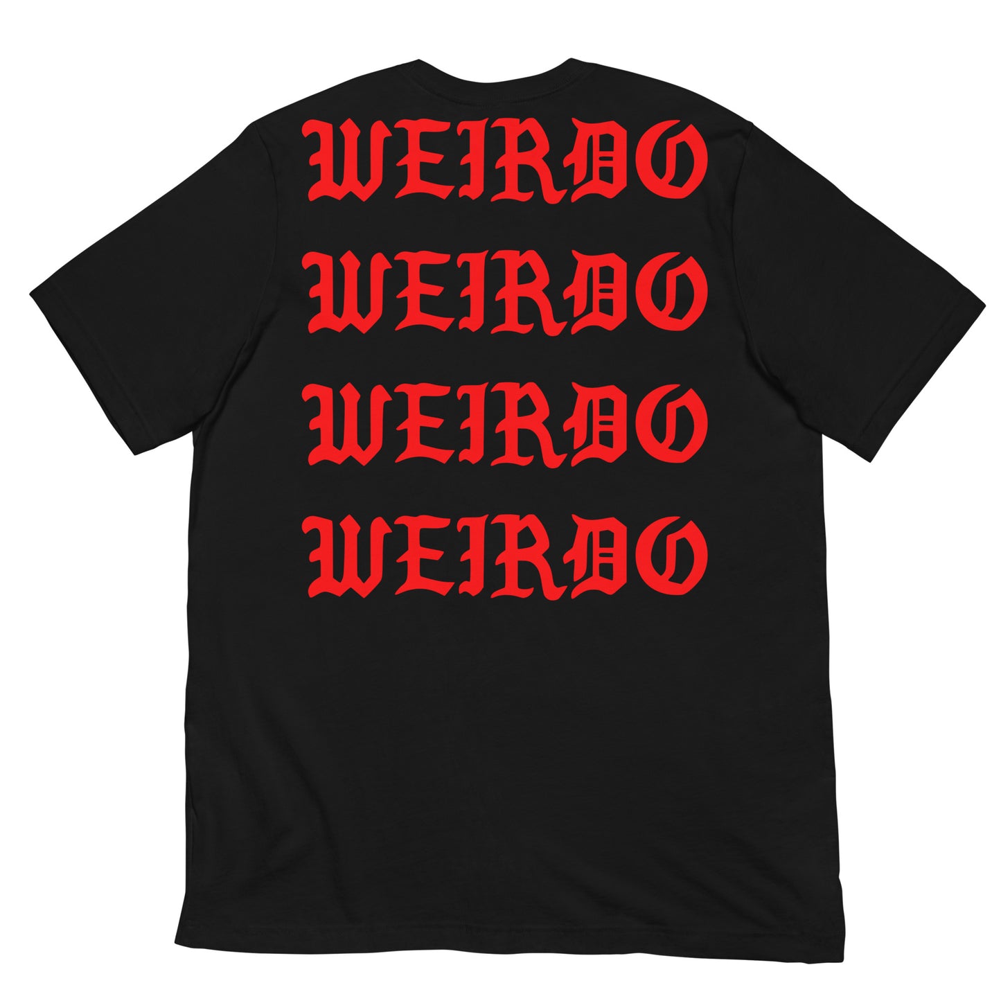 Black-I Feel Like a Weirdo Tee from B.Different Clothing, back view, graffiti-inspired streetwear t-shirt