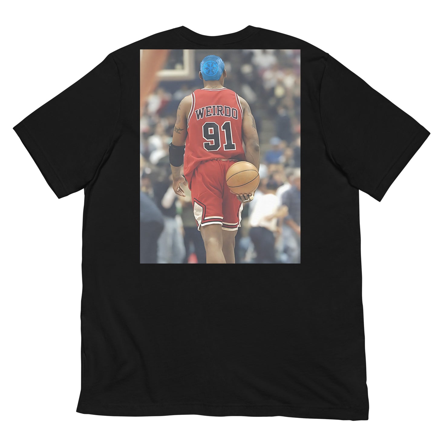 Black-Dennis Graffiti Tee from B.Different Clothing, back view, graffiti-inspired streetwear t-shirt