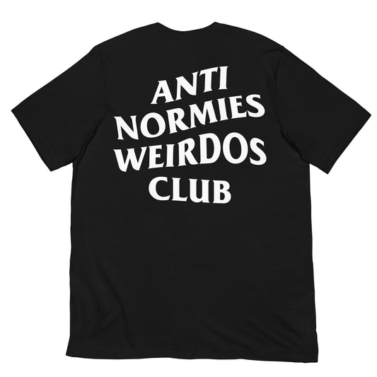 Black-Anti Normies Weirdos Club Tee from B.Different Clothing, back view, graffiti-inspired streetwear t-shirt