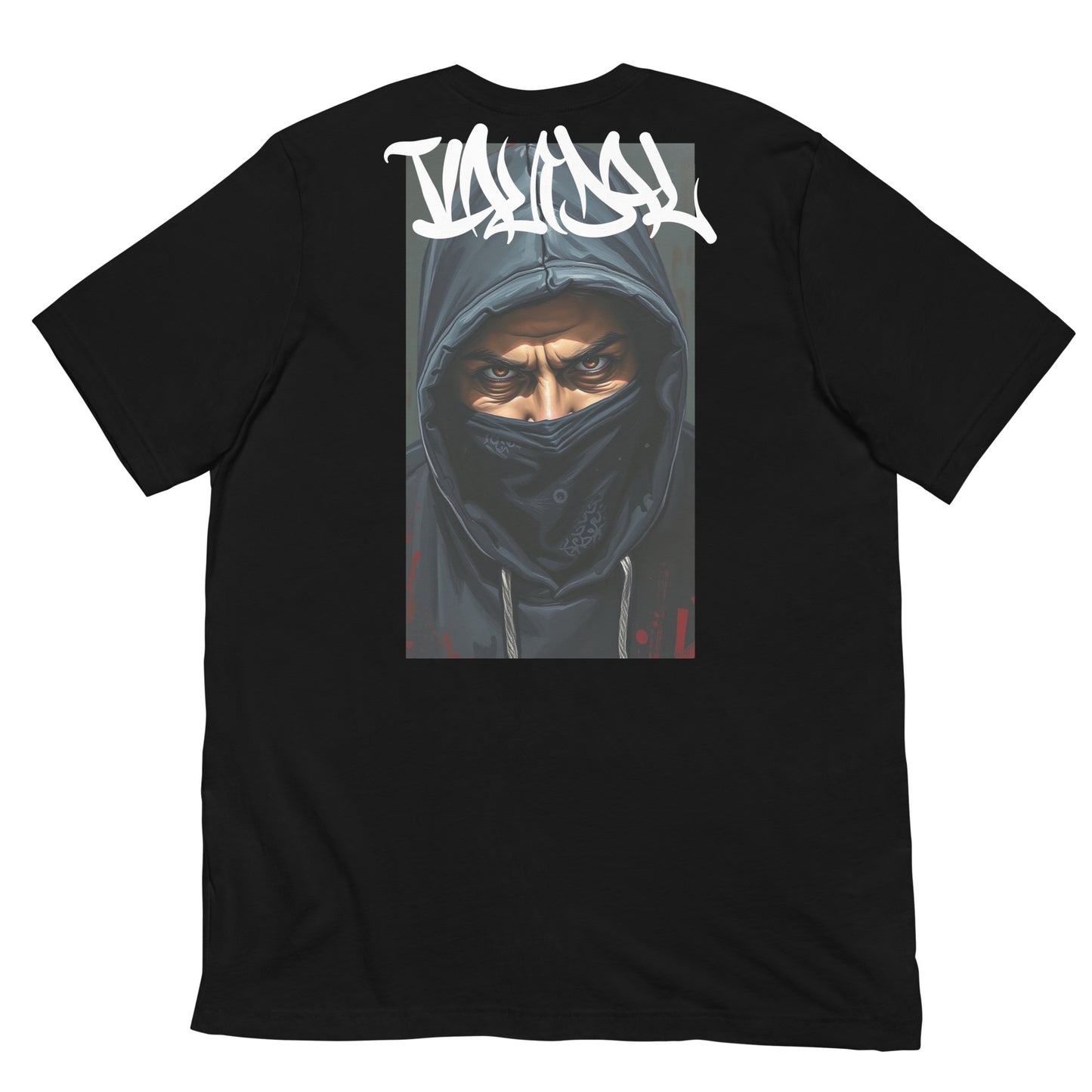 Black-Vandal Graffiti Writer Tee from B.Different Clothing, back view, graffiti-inspired streetwear t-shirt