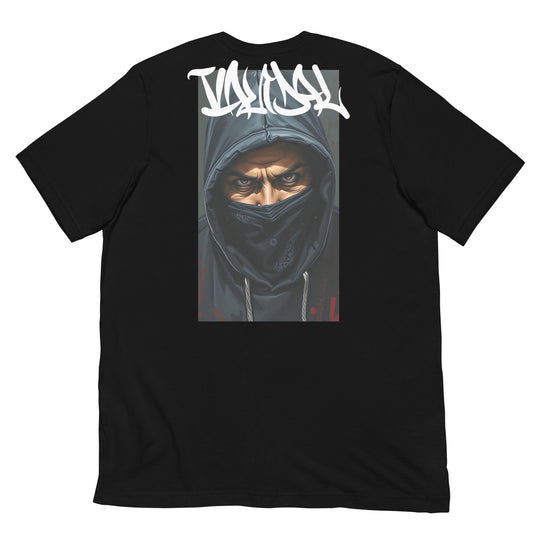 Black-Vandal Graffiti Writer Tee from B.Different Clothing, back view, graffiti-inspired streetwear t-shirt