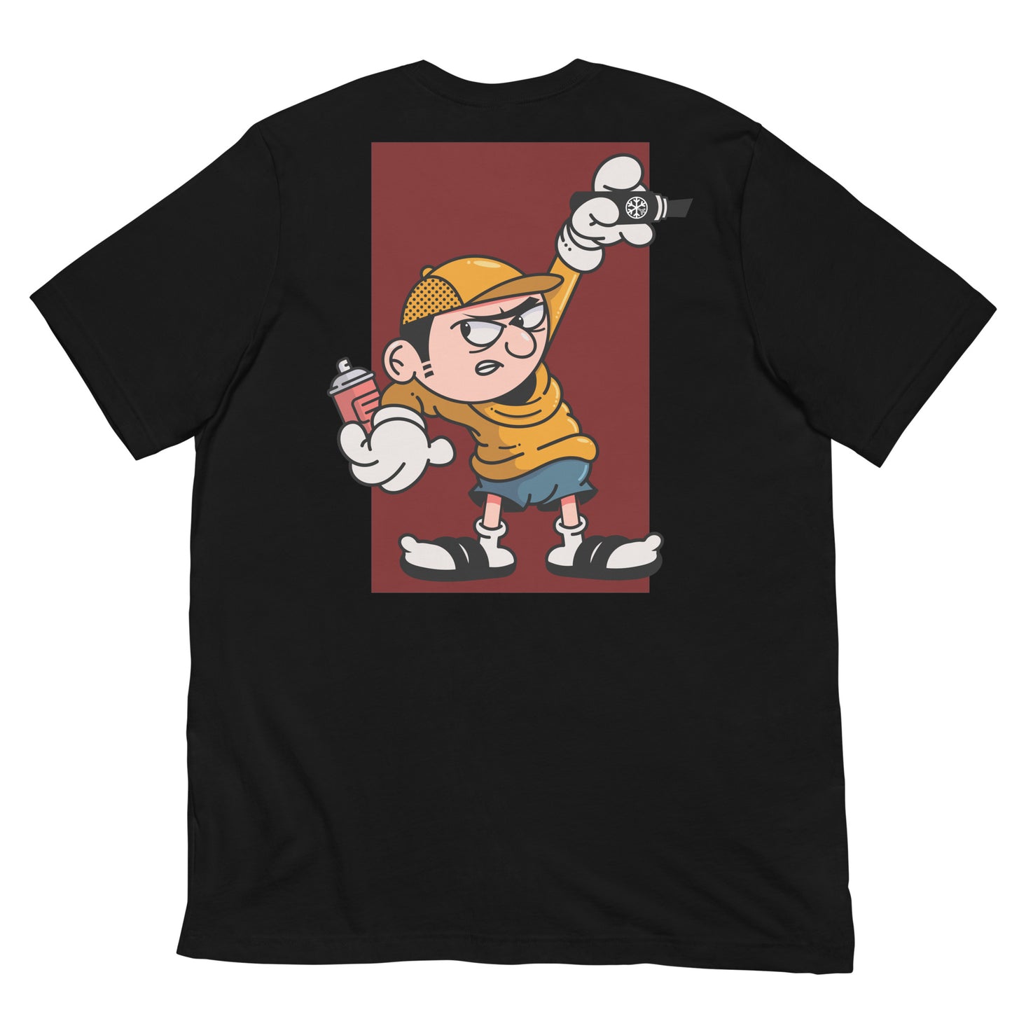 Black-Get Down Graffiti Character Tee from B.Different Clothing, back view, graffiti-inspired streetwear t-shirt