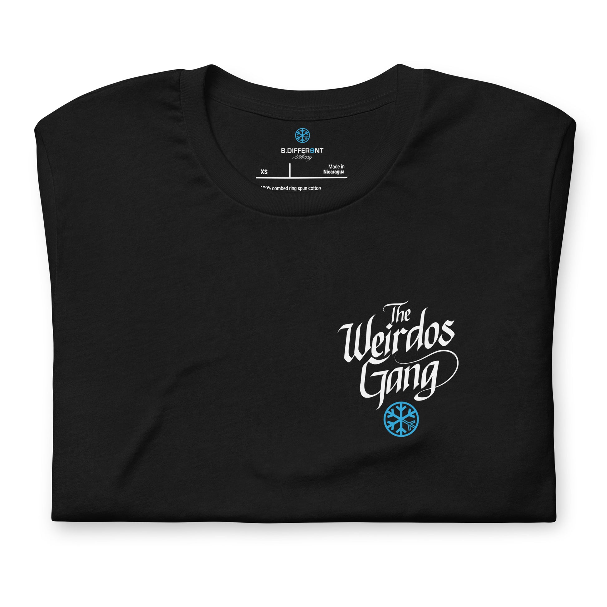 folded Weirdos gang lettering tee black by B.Different Clothing street art graffiti inspired brand for weirdos, outsiders, and misfits.