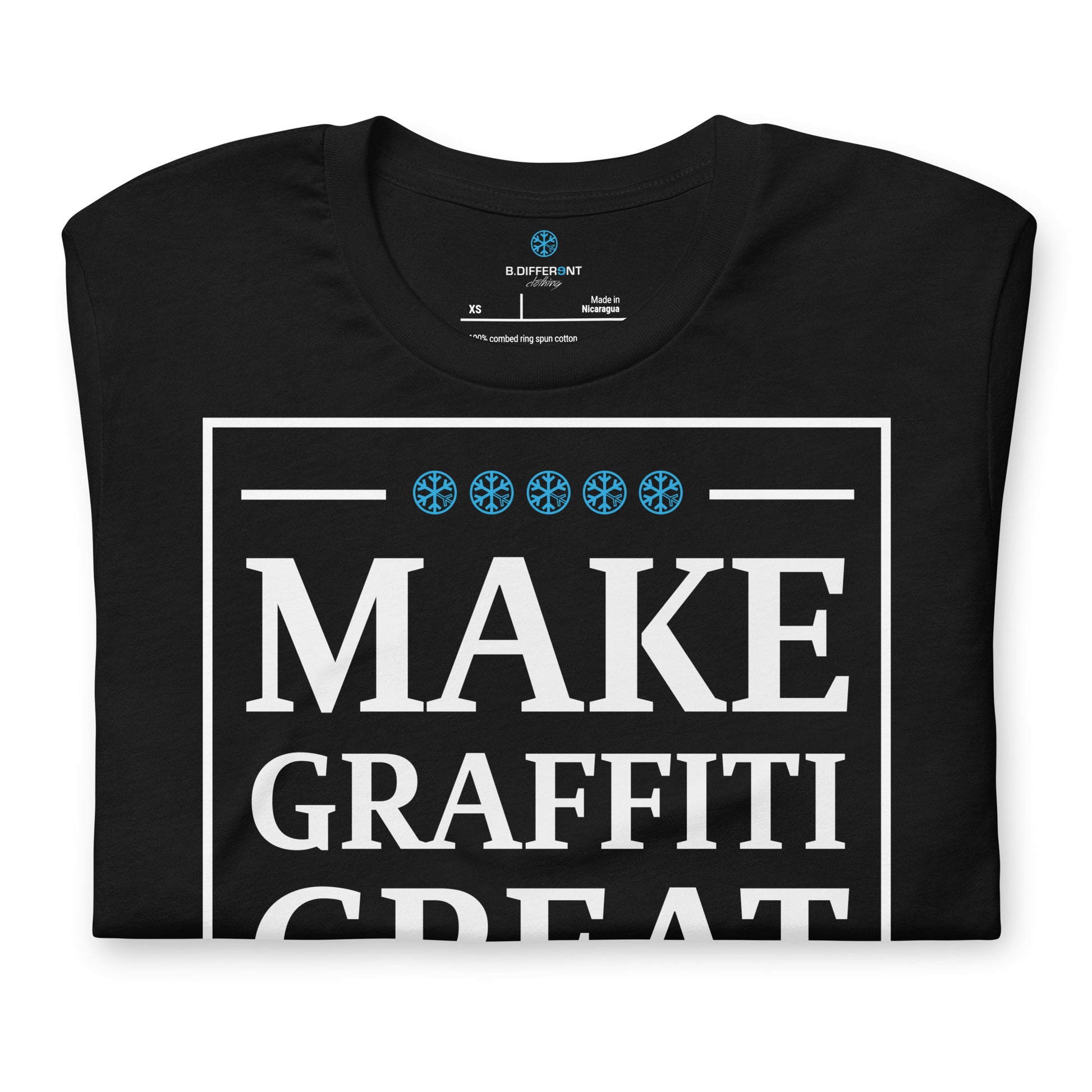 folded make graffiti great again tee black by b.different clothing graffiti and street art inspired streetwear brand for weirdos, misfits, and outcasts.
