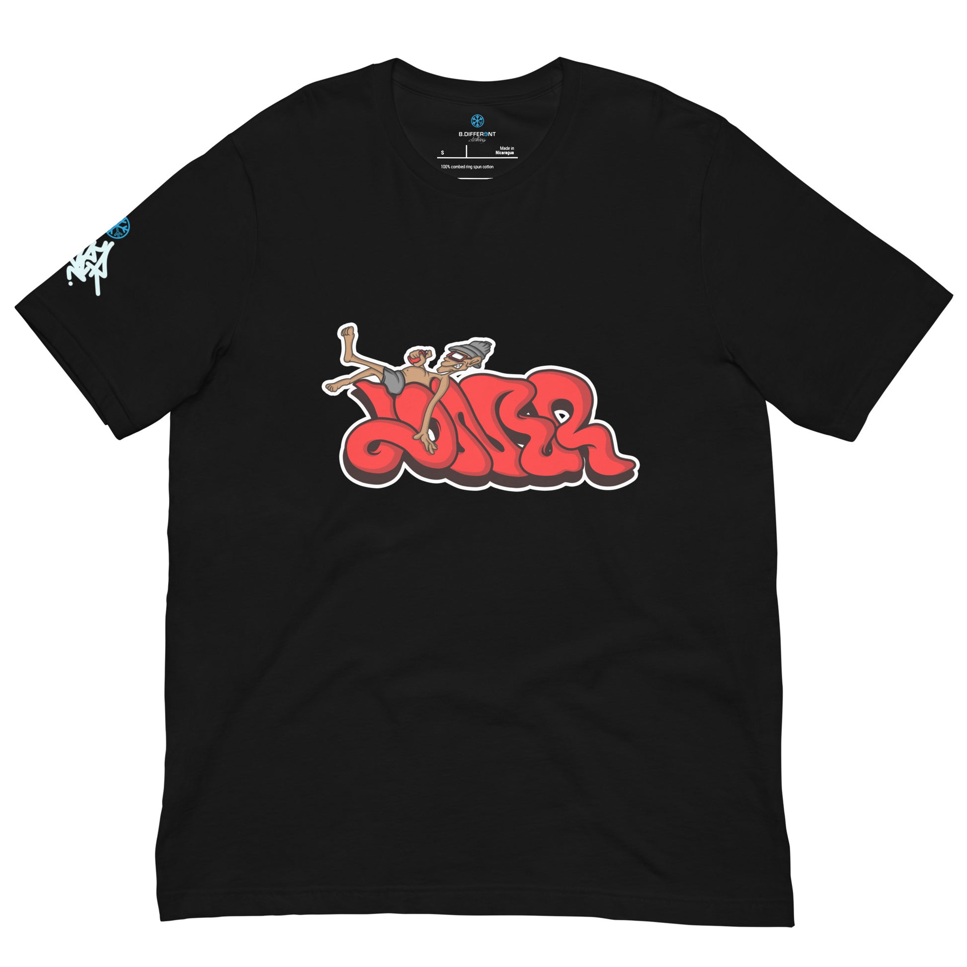 Loner tee black by B.Different Clothing street art graffiti inspired streetwear brand for weirdos, outsiders, and misfits.