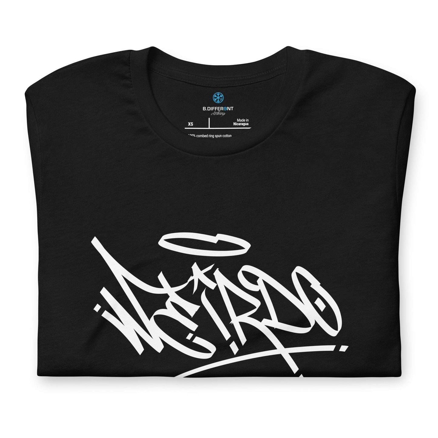 folded Weirdo Tag Tee black by B.Different Clothing street art graffiti inspired brand for weirdos, outsiders, and misfits.