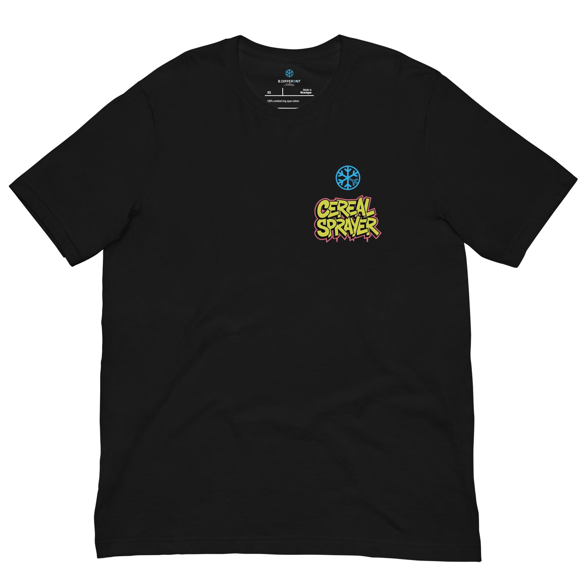 front of Cereal Sprayer Graffiti Tee black B.Different Clothing graffiti street art inspired streetwear brand