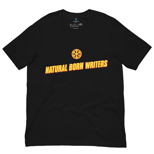 Black-Natural Born Writers Graffiti Tee from B.Different Clothing, front view, graffiti-inspired streetwear t-shirt