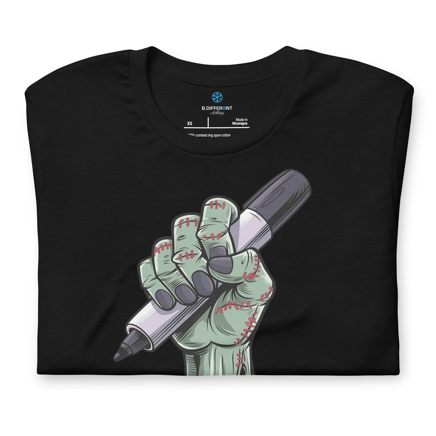 Black-Thing Graffiti Tee from B.Different Clothing, folded, graffiti-inspired streetwear t-shirt