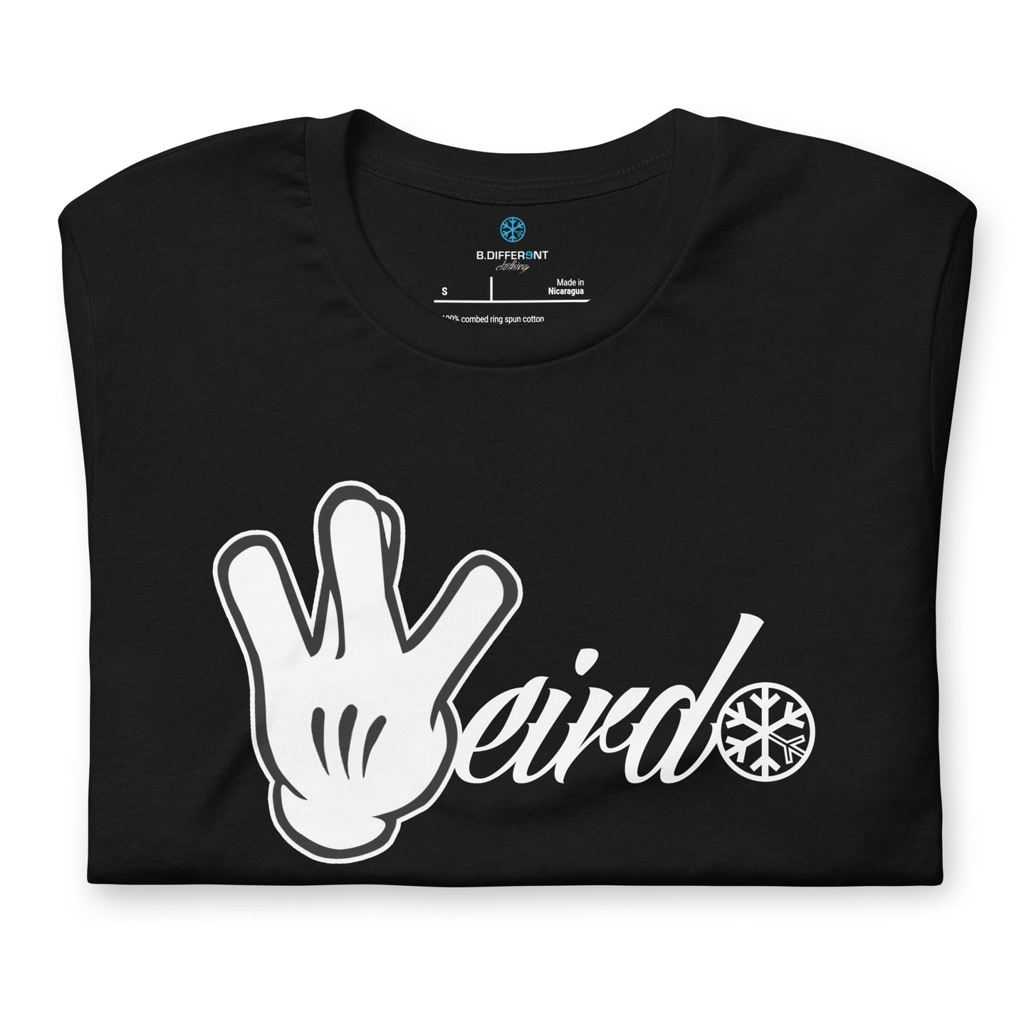 Beige-Weirdo Hand Sign Tee from B.Different Clothing, folded, graffiti-inspired streetwear t-shirt